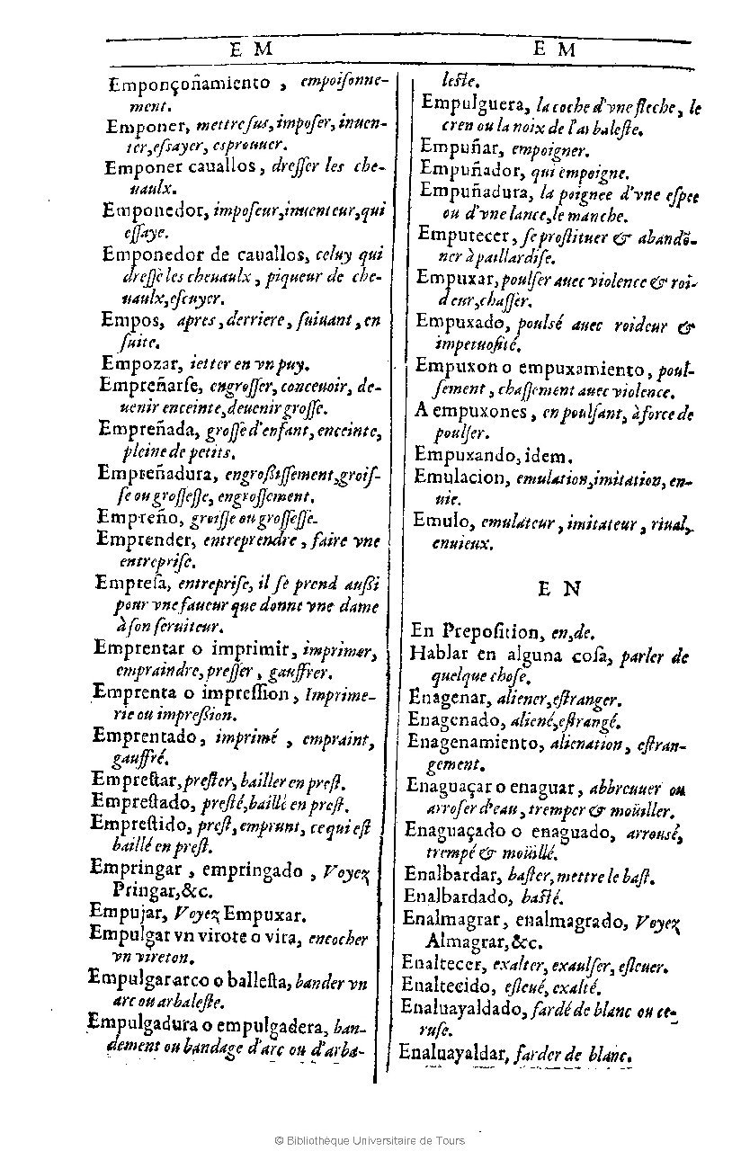 1607 - Marc Orry - Trésor des deux langues espagnole et française (Première et Seconde parties) - BU Tours