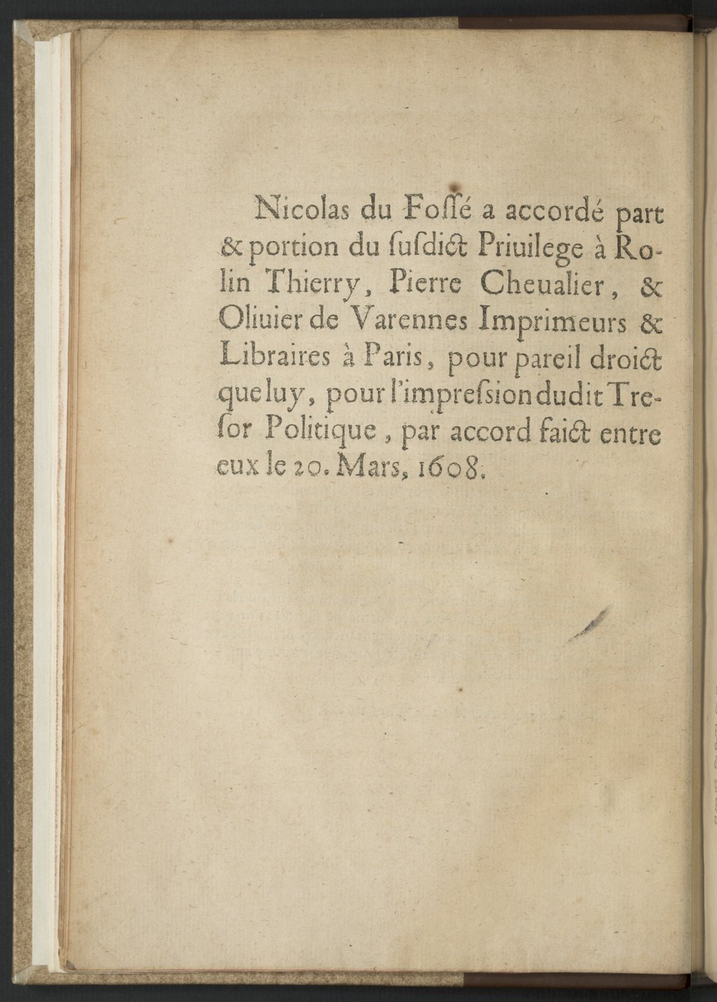 1608 - Nicolas Du Fossé - Trésor politique - BnF Tolbiac