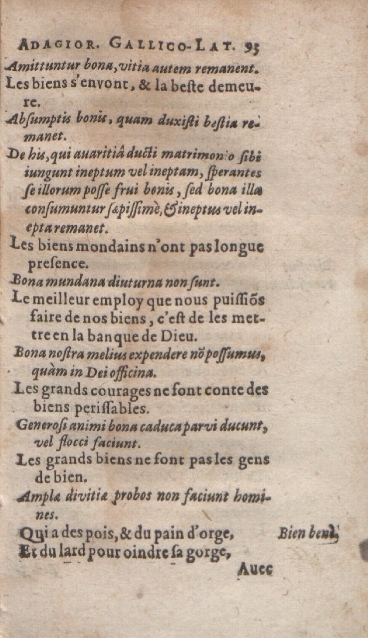 1612 - Dominicus Custos - Trésor des proverbes français  - Bibliopol-Olomuc