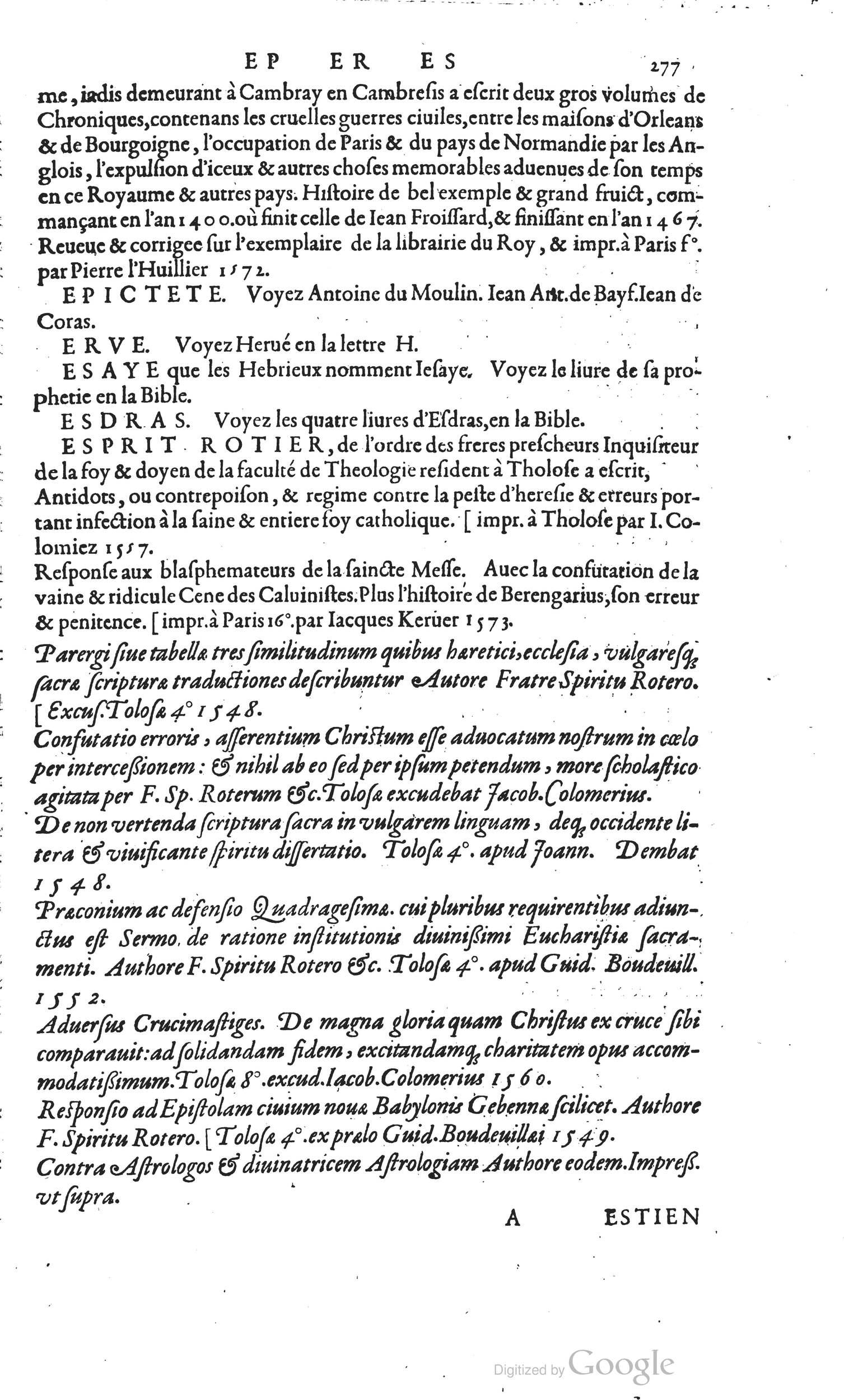 1585 - Barthélemy Honorat - Bibliothèques françaises - BSB Munich