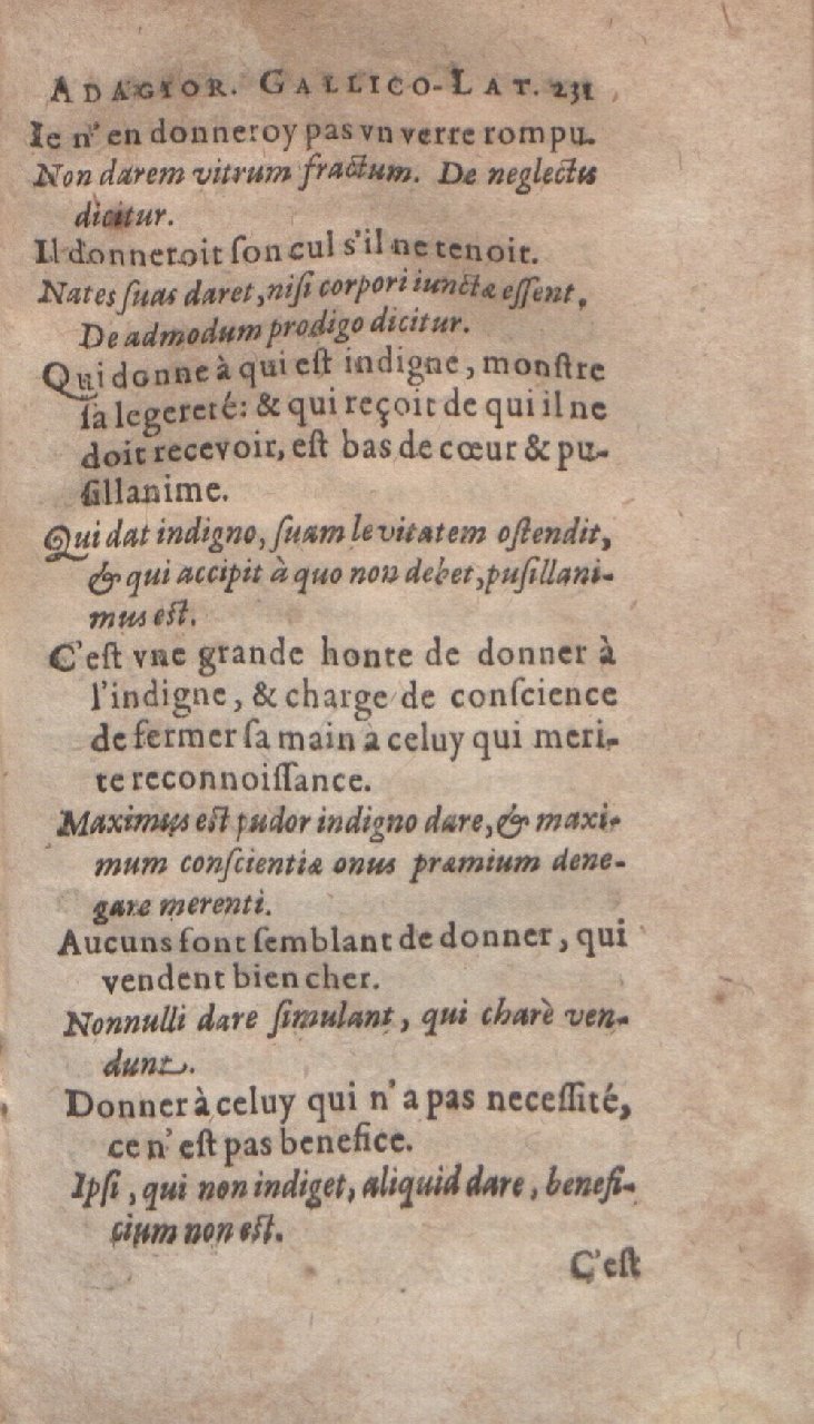 1612 - Dominicus Custos - Trésor des proverbes français  - Bibliopol-Olomuc