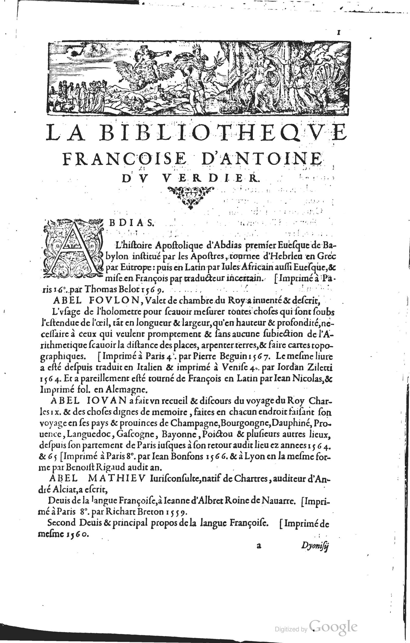 1585 - Barthélemy Honorat - Bibliothèques françaises - BSB Munich