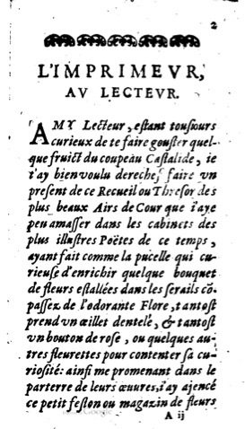 1623 - Jacques Cailloüé - Trésor ou recueil des chansons amoureuses - British Library