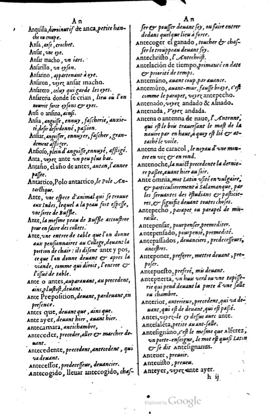 1621 - Adrian Tiffaine - Trésor des deux langues espagnole et française - BM Lyon