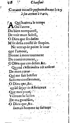 1623 - Jacques Cailloüé - Trésor ou recueil des chansons amoureuses - British Library