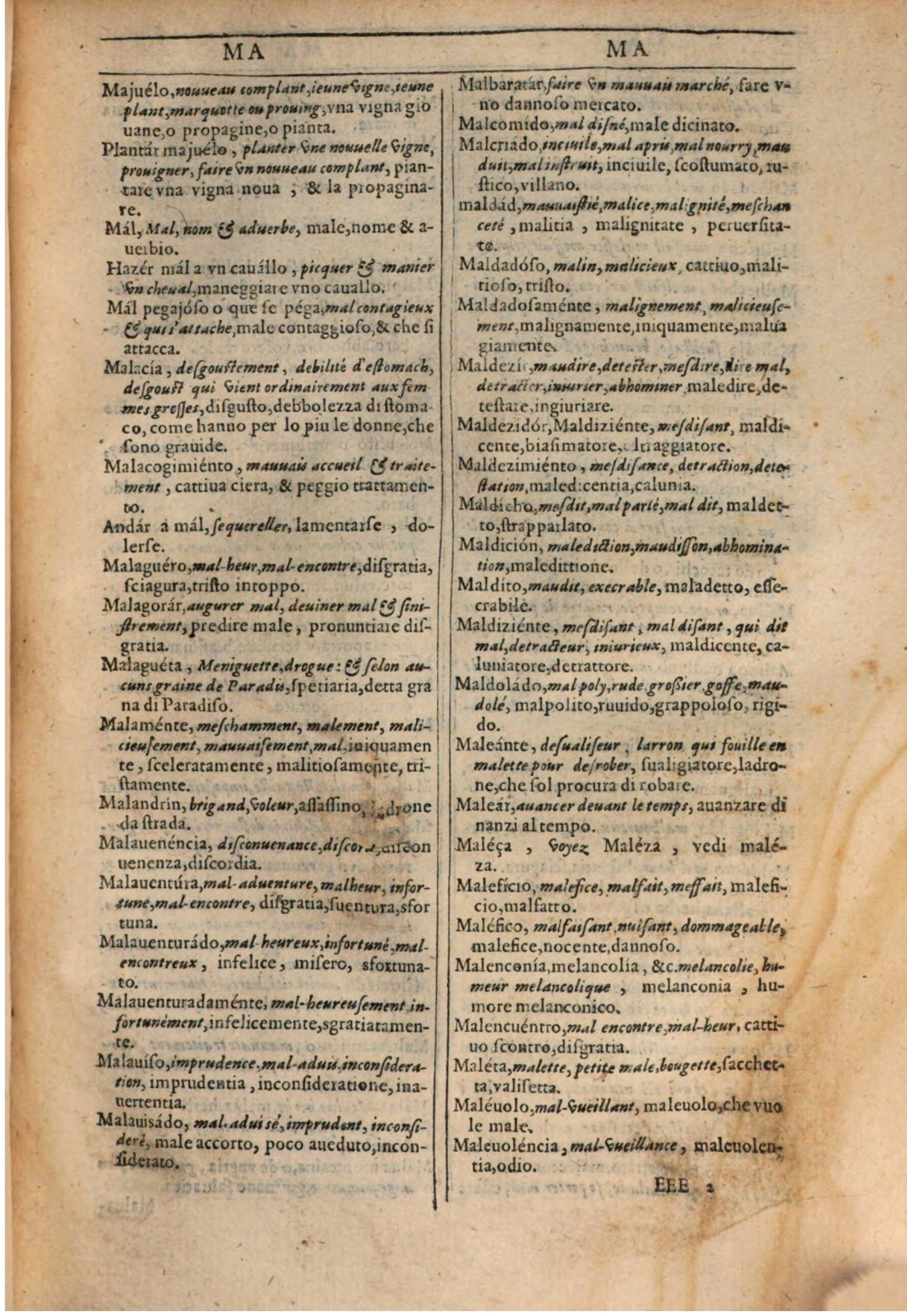 1609 - Philippe Albert et Alexandre Pernet - Trésor des trois langues française, italienne et espagnole (Première partie) - BSB Munich 1609 - Philippe Albert et Alexandre Pernet - Trésor des trois langues française, italienne et espagnole (Première partie) - BSB Munich