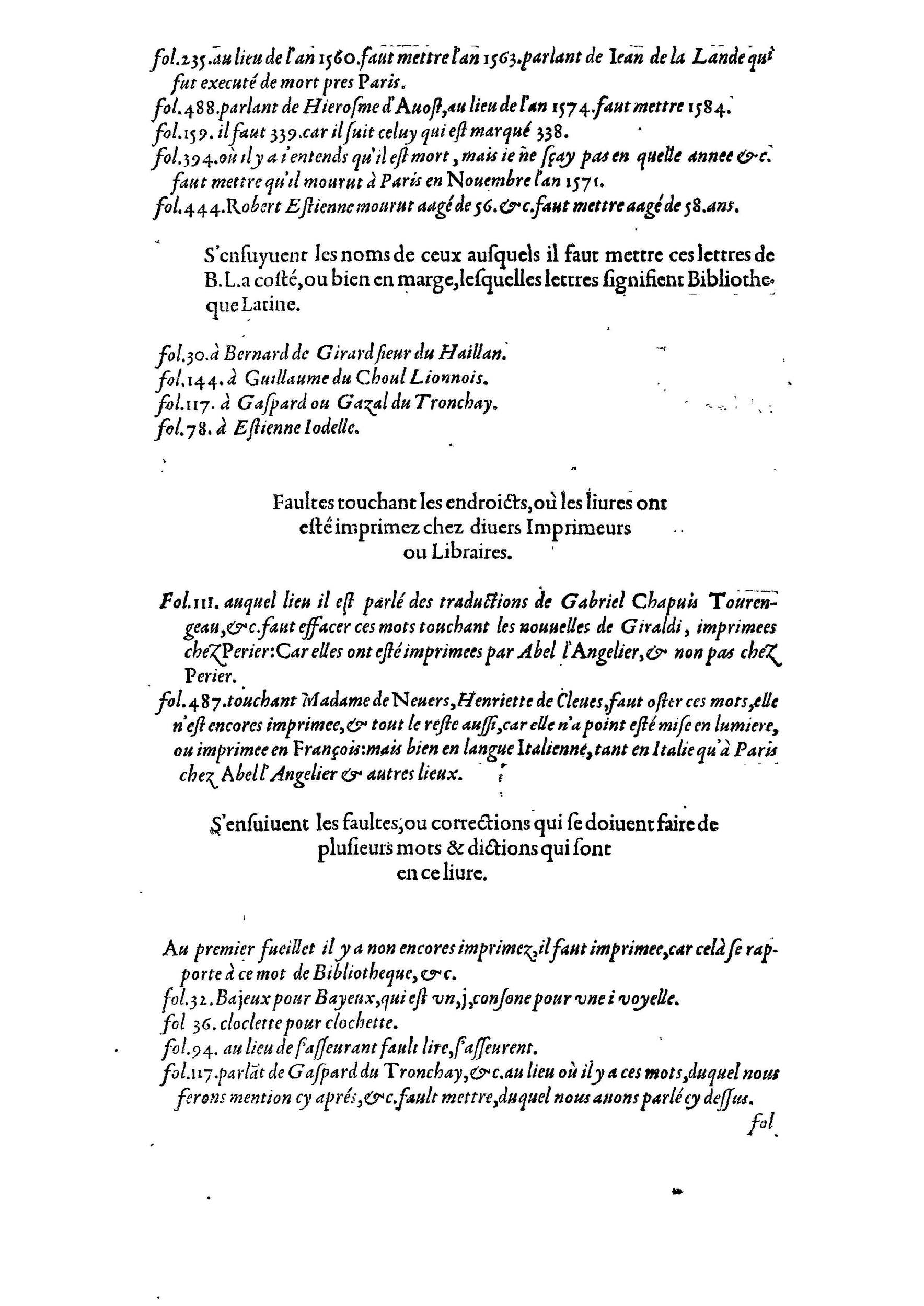 1584 - Abel L&#039;Angelier - Bibliothèques françaises - BnF