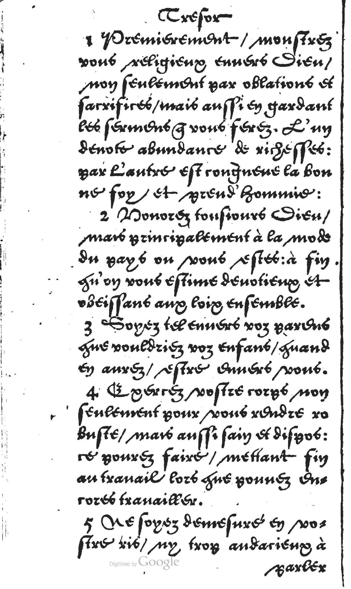 1560 - Jean Bellère - Trésor de vertu - Det Kongelige Bibliotek