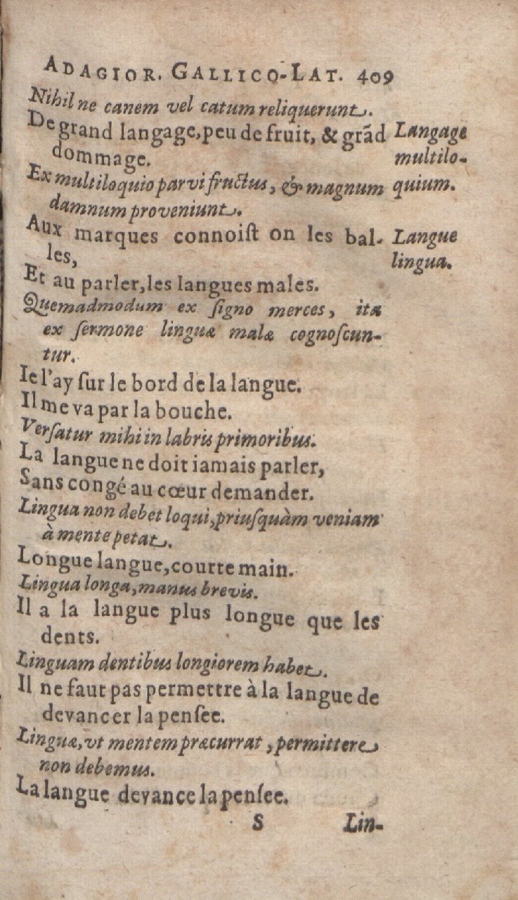 1612 - Dominicus Custos - Trésor des proverbes français  - Bibliopol-Olomuc