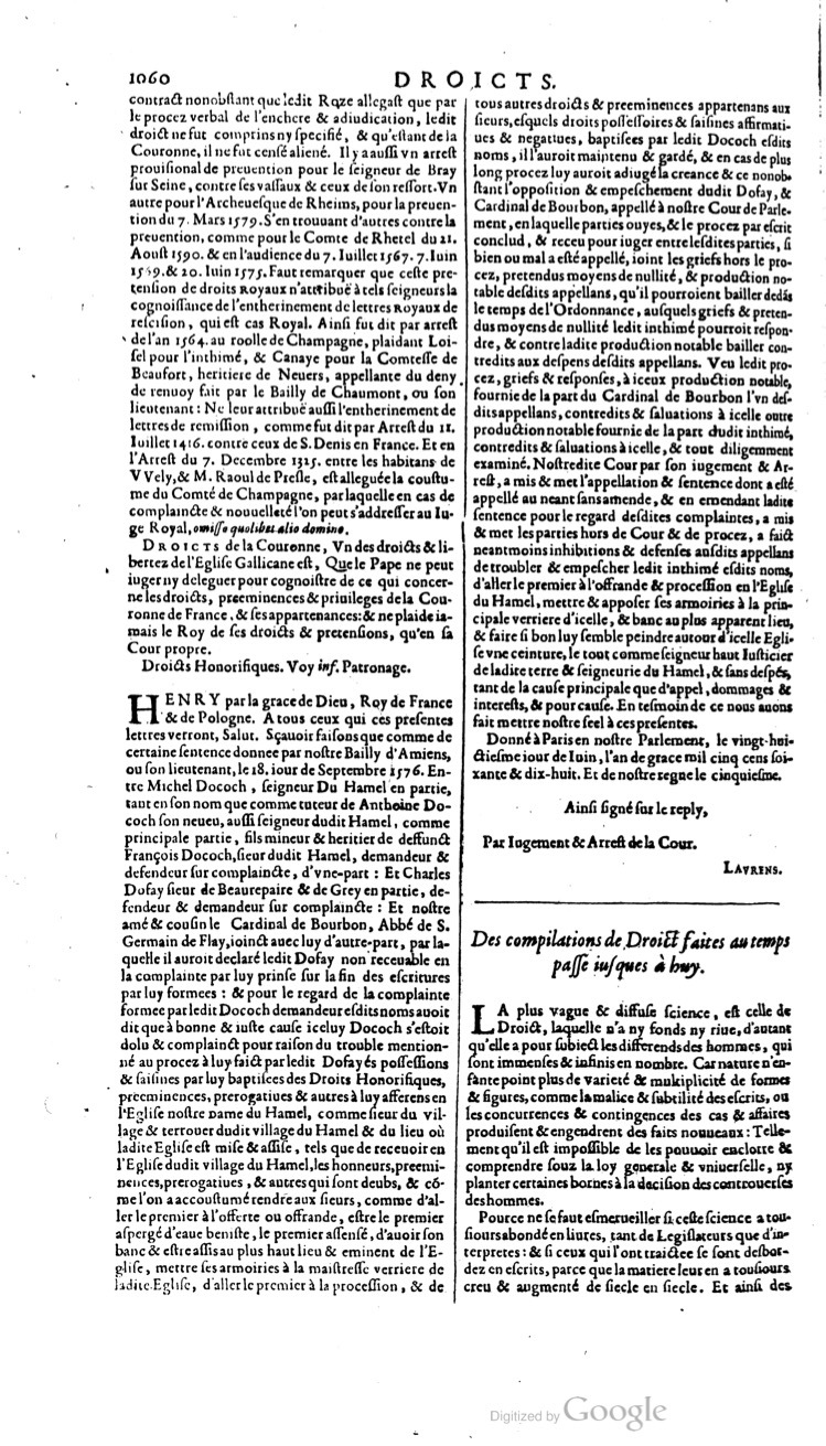 1629 - Veuve Nicolas Buon - Trésor du droit français (21754 T. 1) - BM Lyon