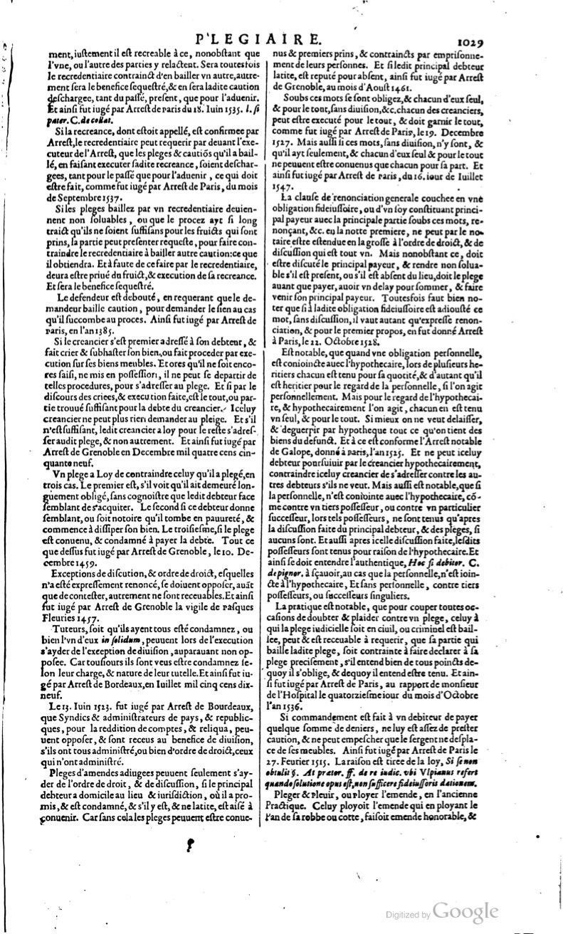 1629 - Veuve Nicolas Buon - Trésor du droit français (29620 T. 2) - BM Lyon