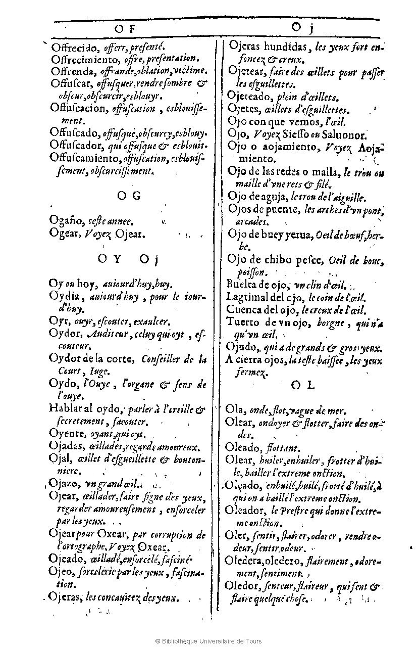 1607 - Marc Orry - Trésor des deux langues espagnole et française (Première et Seconde parties) - BU Tours