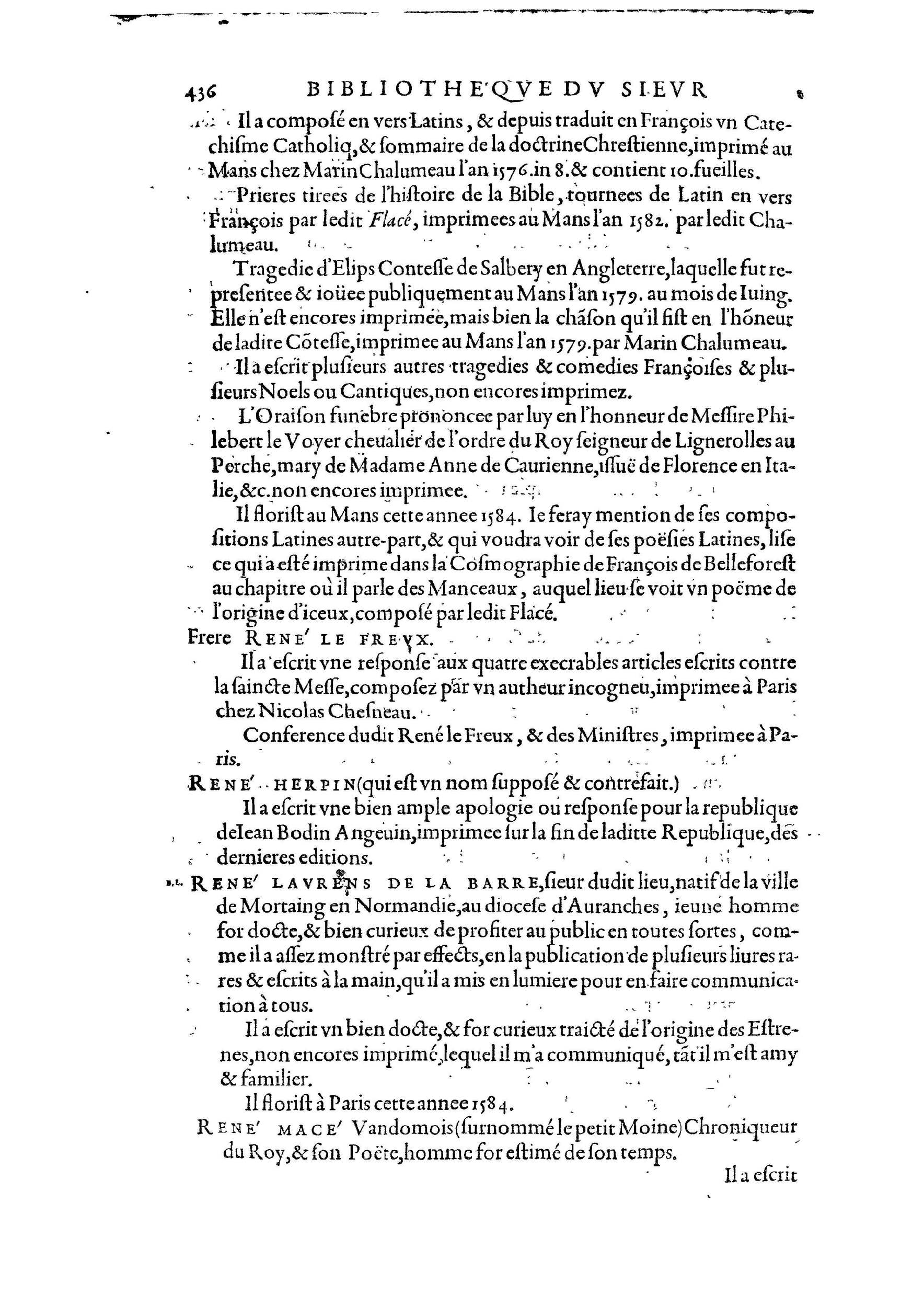 1584 - Abel L&#039;Angelier - Bibliothèques françaises - BnF