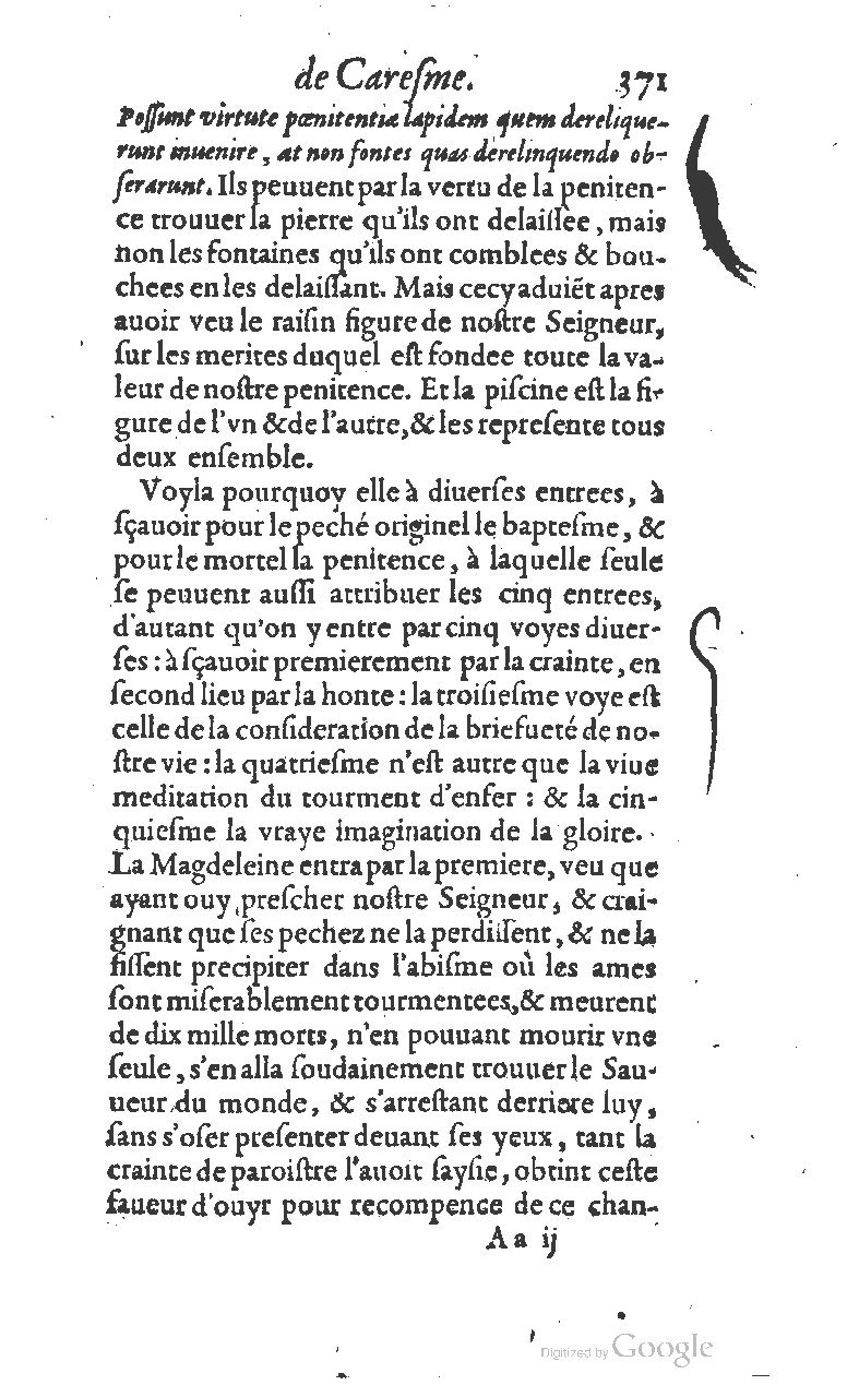 1607 - Nicolas Du Fossé - Trésor quadragésimal - T 01 - BM Lyon