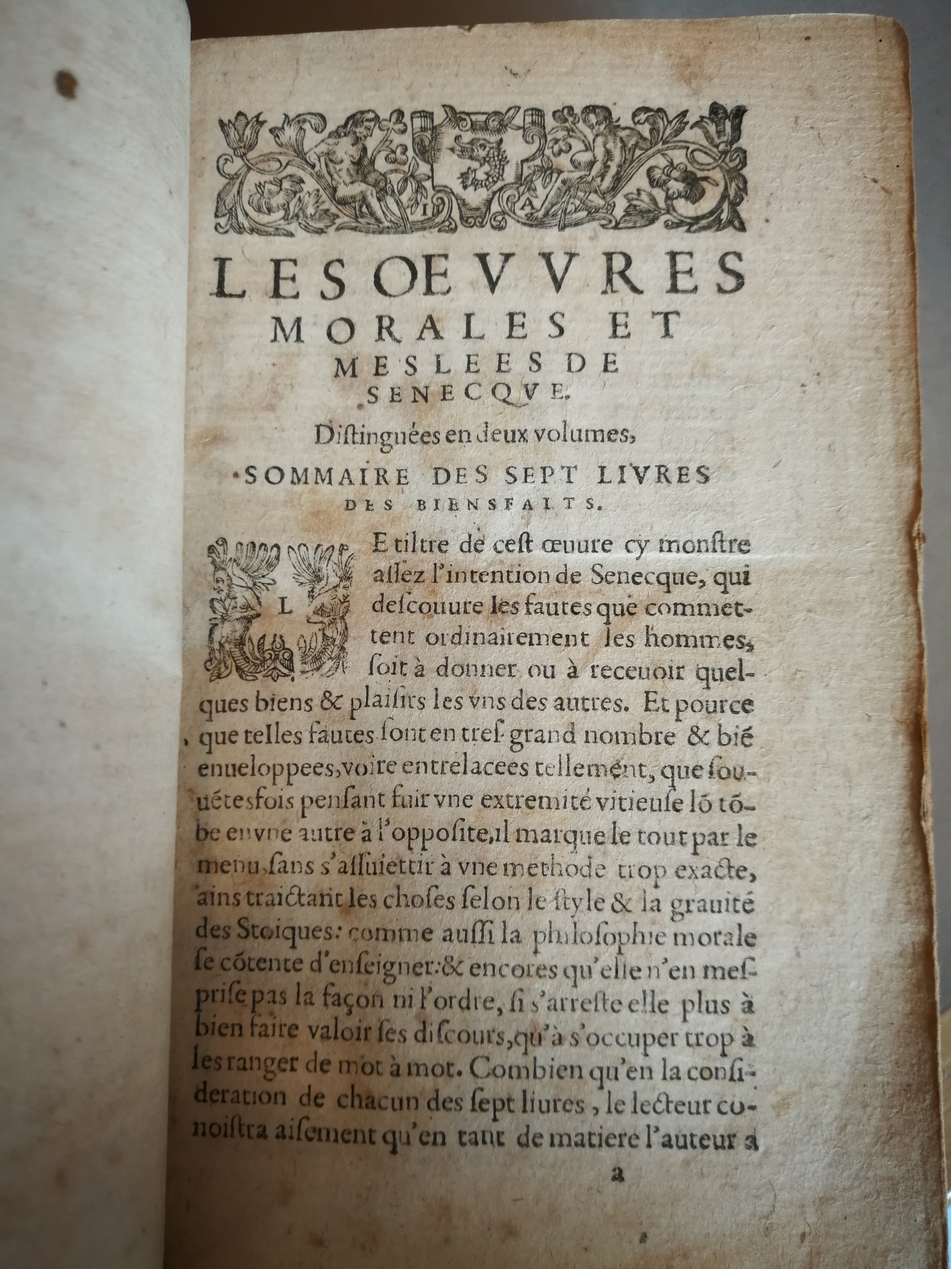 1606 - Jean Arnaud - Œuvres morales et mêlées de Sénèque, Trésor de philosophie morale - BM Marseille