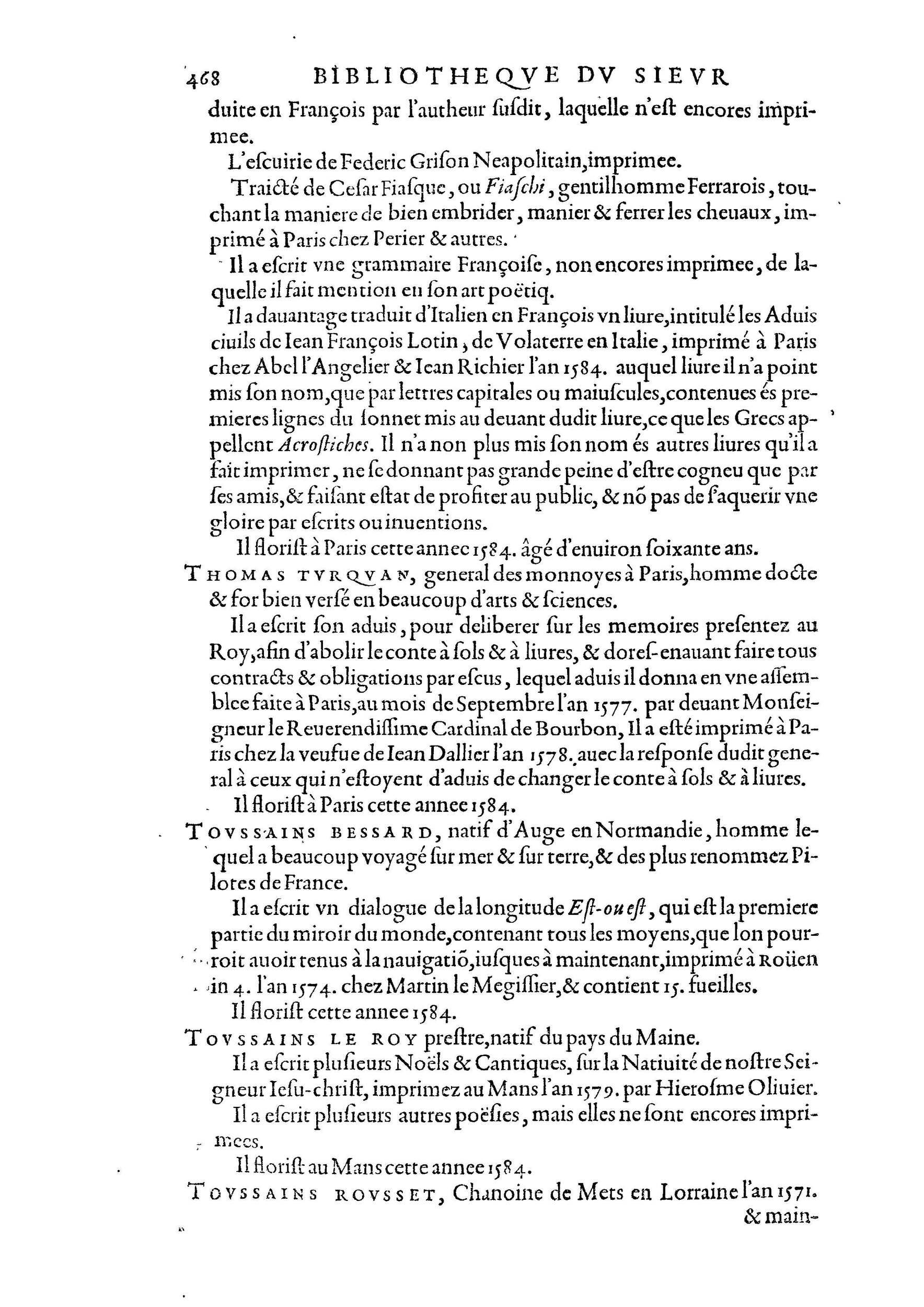 1584 - Abel L&#039;Angelier - Bibliothèques françaises - BnF