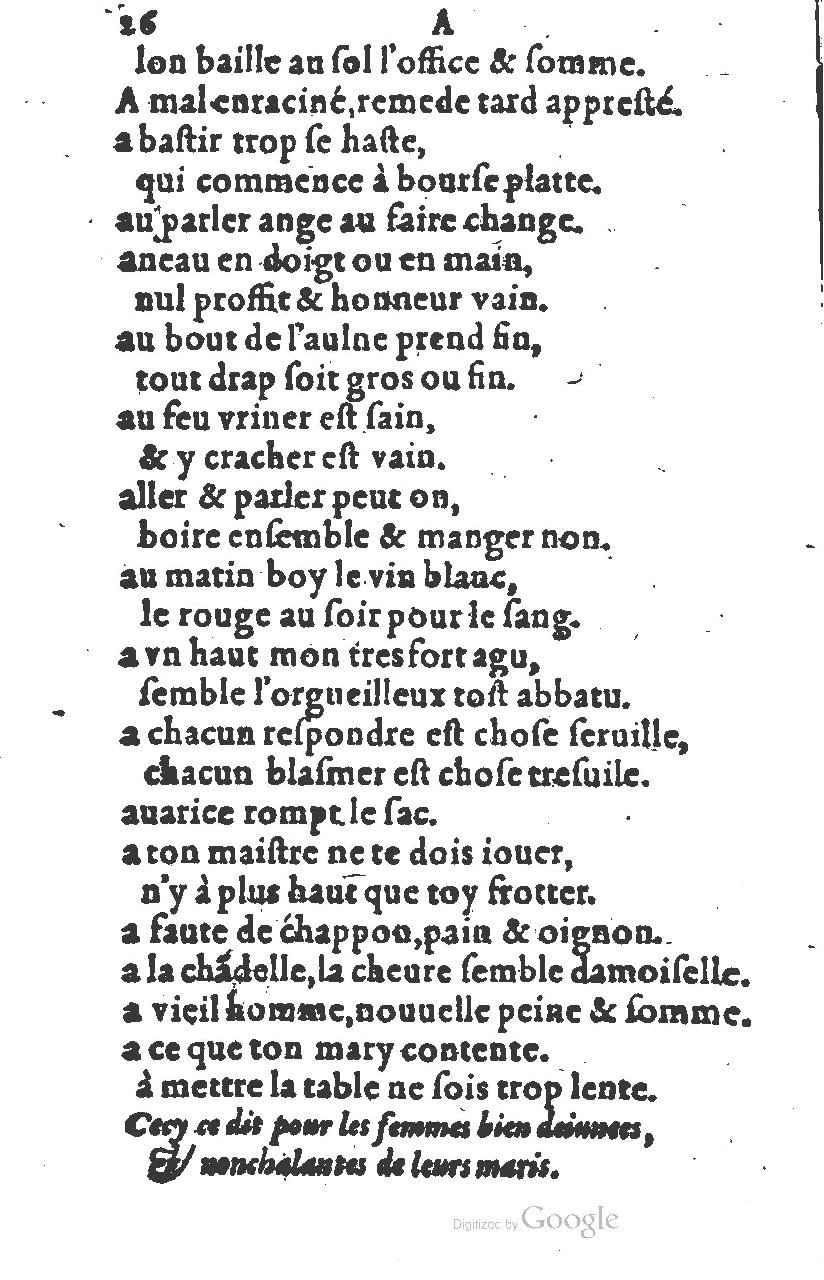 1581 - Nicolas Bonfons - Trésor des sentences dorées - Princeton 1581 - Nicolas Bonfons - Trésor des sentences dorées - Princeton