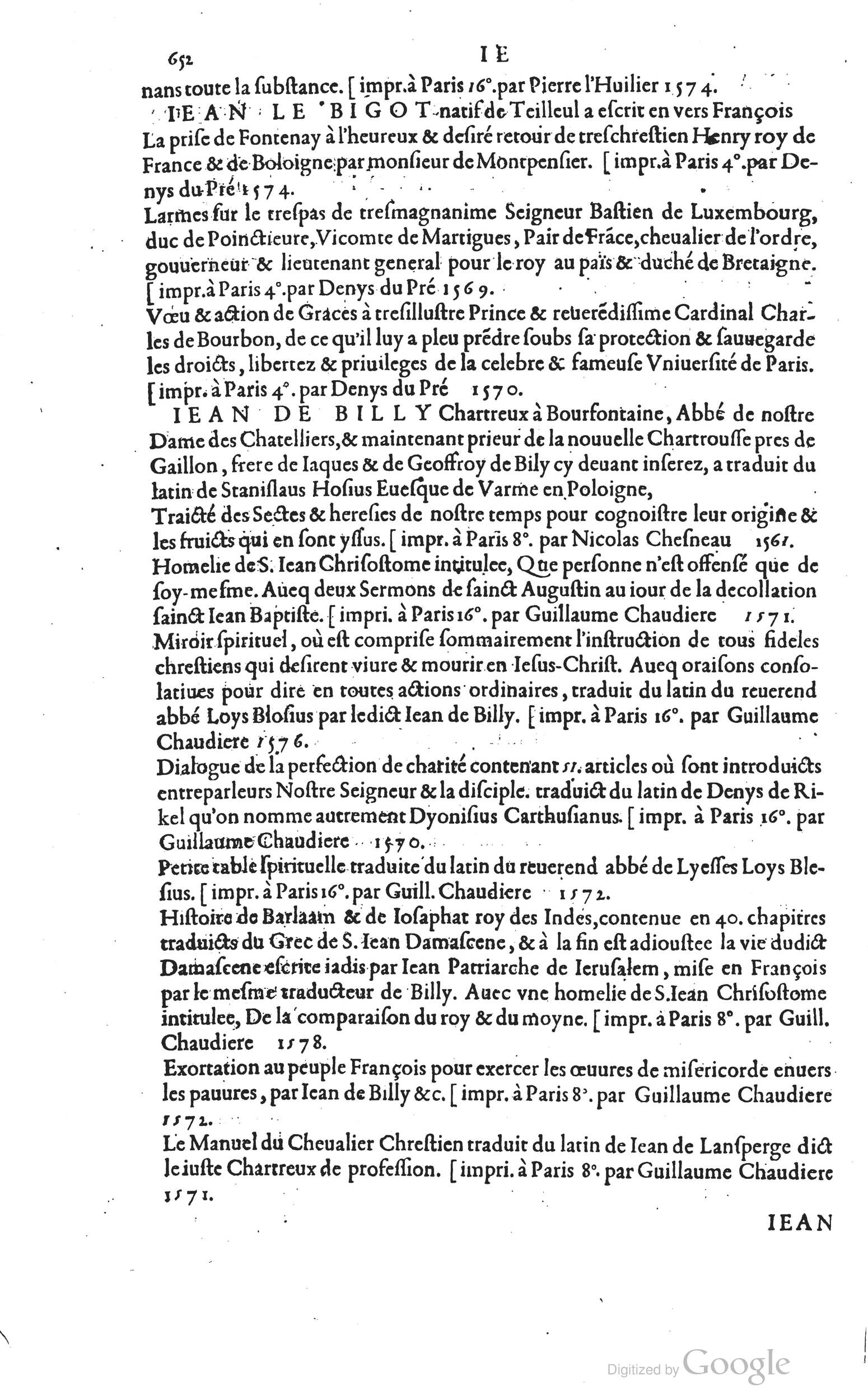 1585 - Barthélemy Honorat - Bibliothèques françaises - BSB Munich