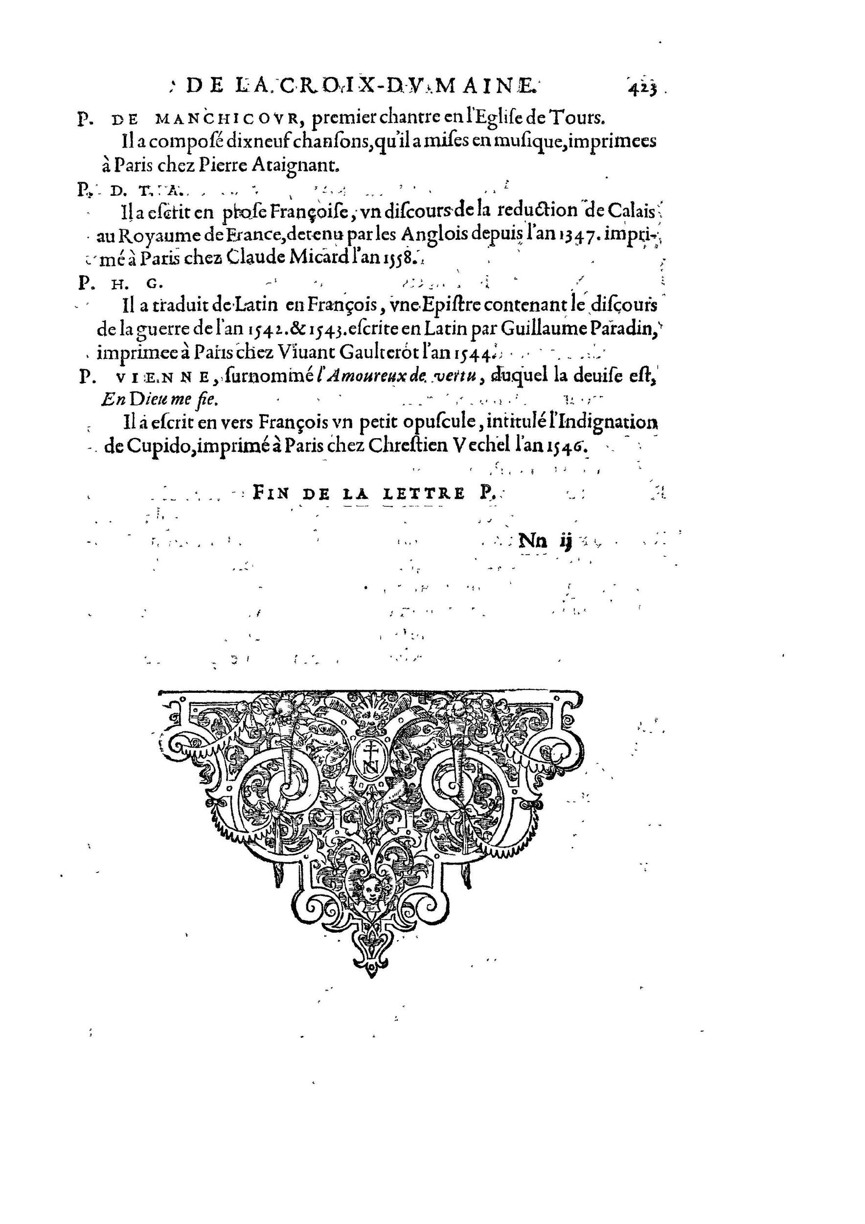 1584 - Abel L&#039;Angelier - Bibliothèques françaises - BnF