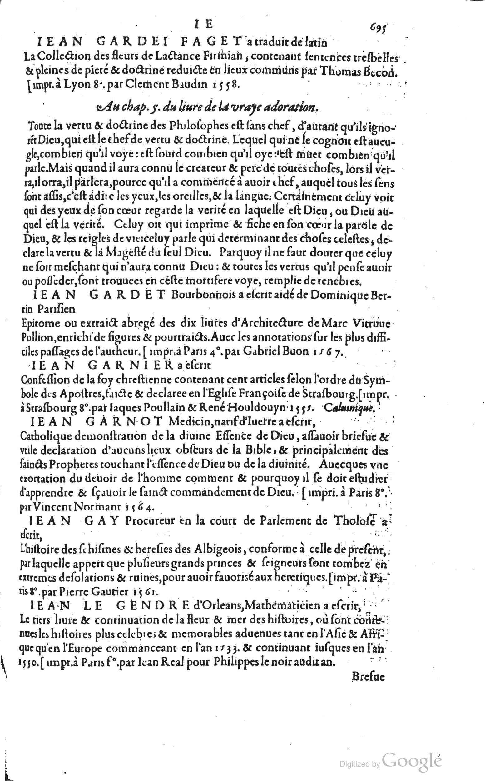 1585 - Barthélemy Honorat - Bibliothèques françaises - BSB Munich