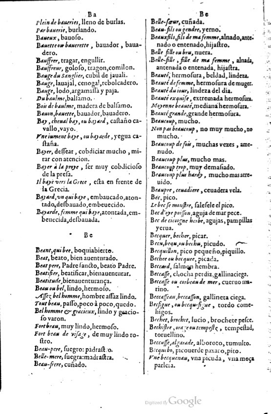 1621 - Adrian Tiffaine - Trésor des deux langues espagnole et française - BM Lyon