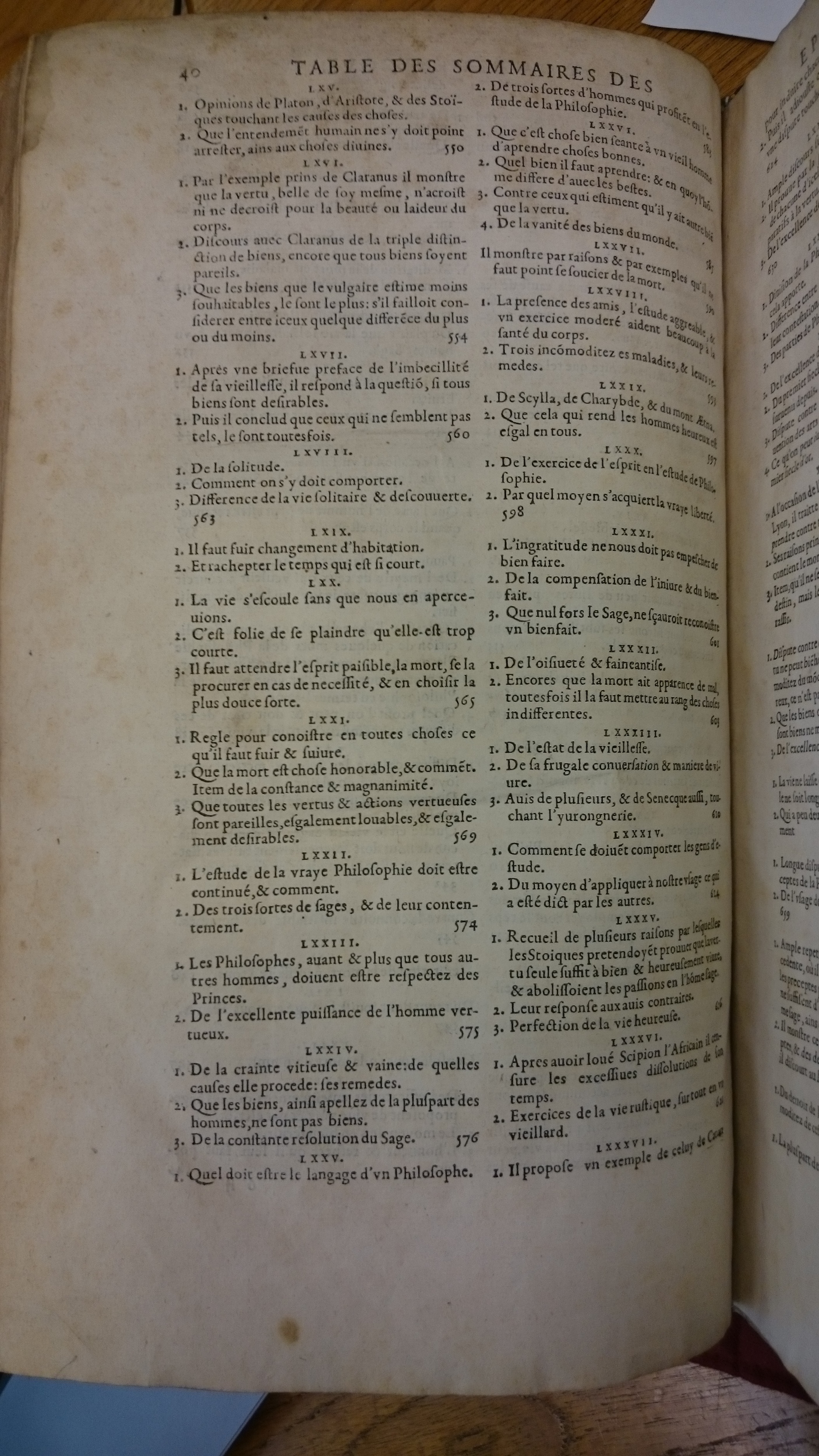 1598 - Jean Houzé - Œuvres morales et mêlées de Sénèque, Trésor de philosophie morale - BM Lyon