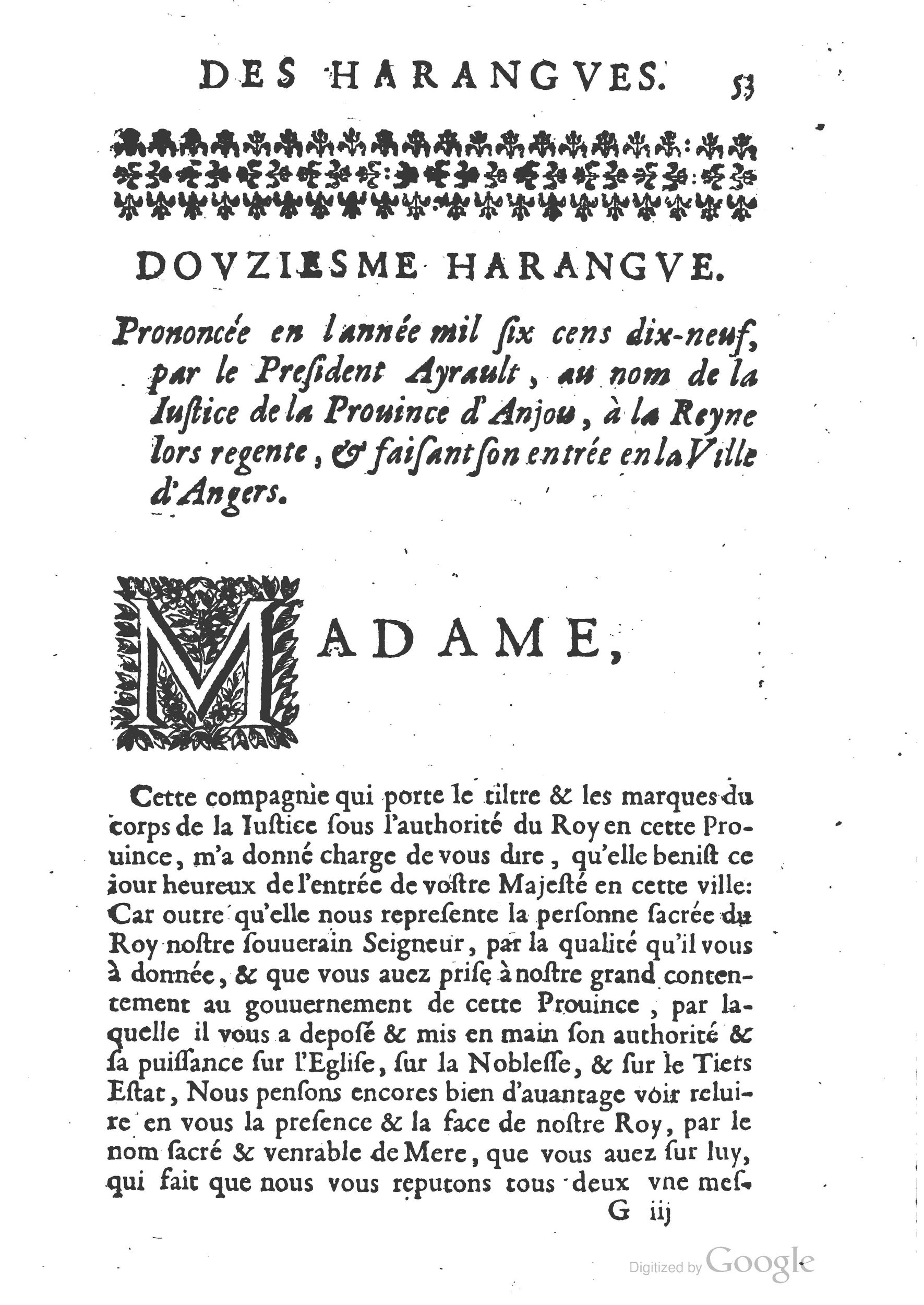 1654 - Michel Bobin - Trésor des harangues, remontrances et oraisons funèbres - BM Lyon