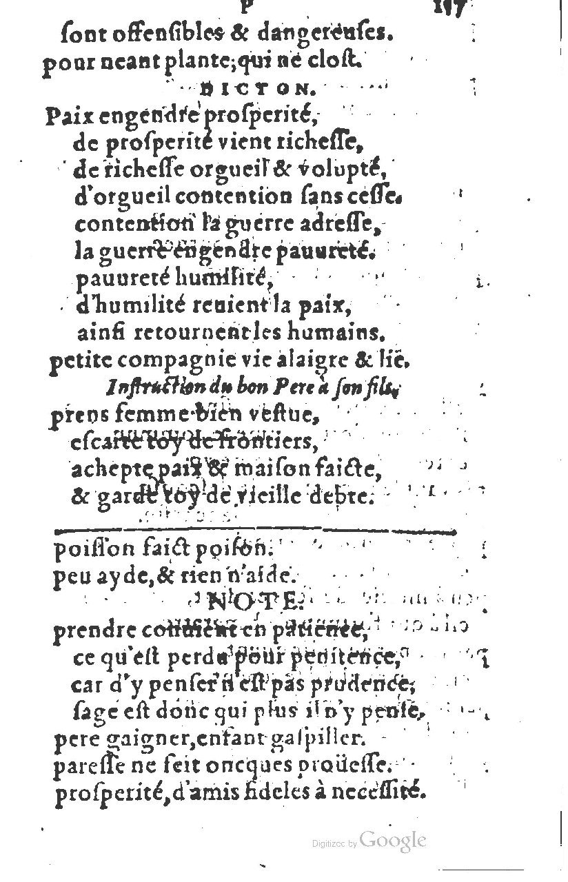1581 - Nicolas Bonfons  - Trésor des sentences dorées - Princeton