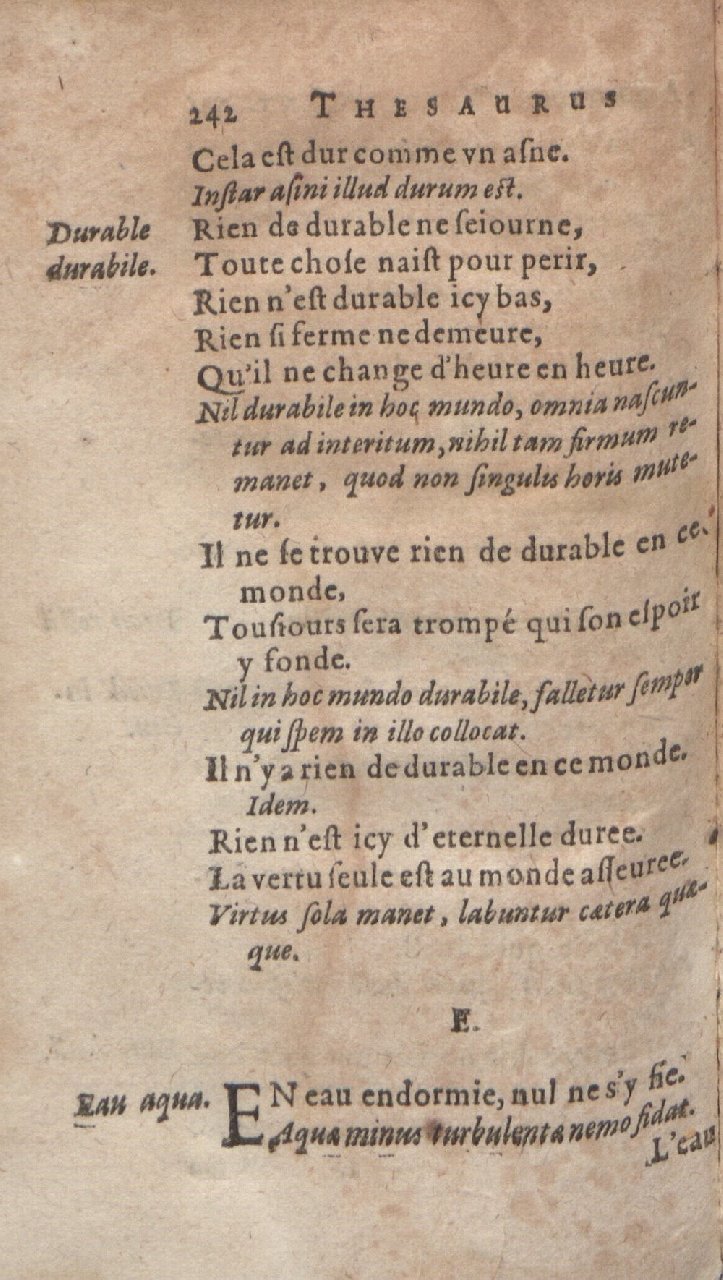 1612 - Dominicus Custos - Trésor des proverbes français  - Bibliopol-Olomuc