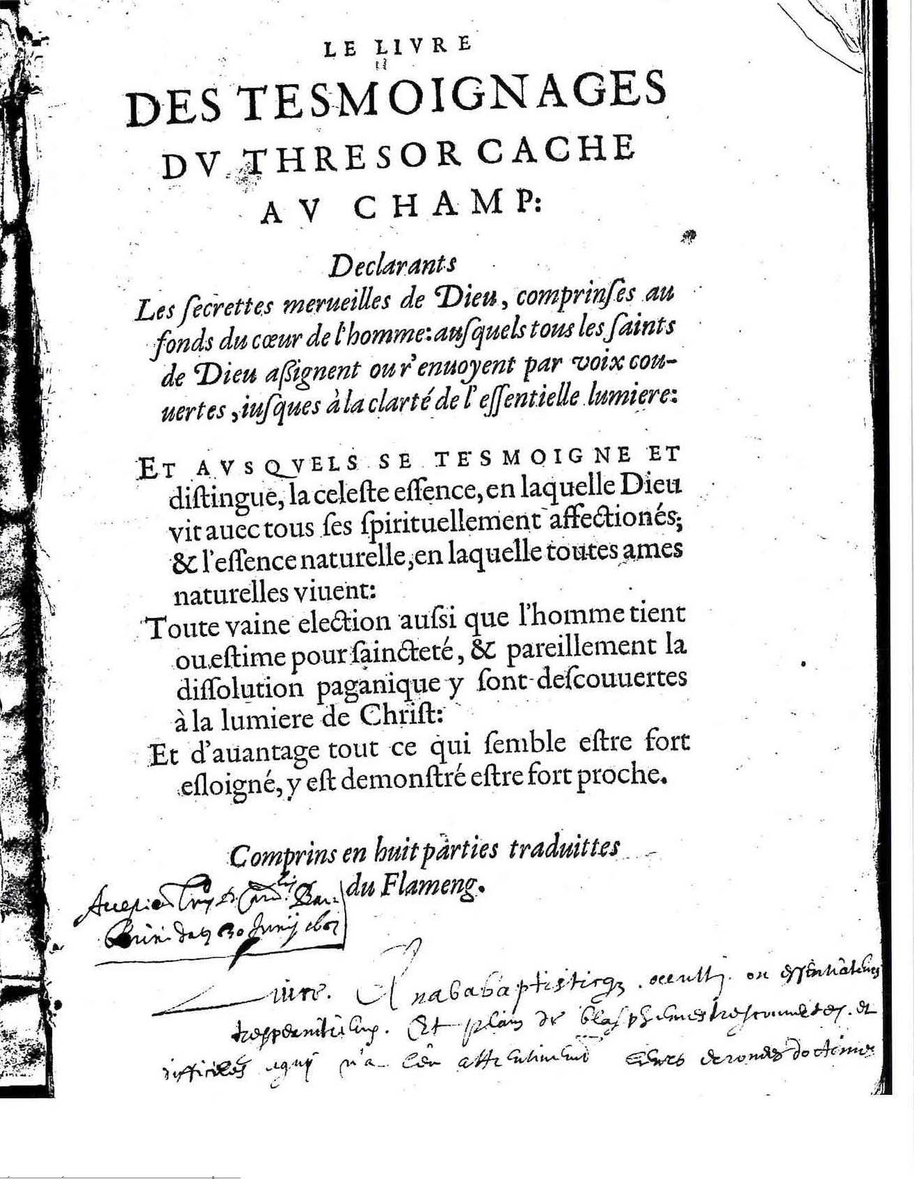 1581c. - Christophe Plantin - Le Livre des témoignages du Trésor caché au champ - Vatican Apostolic Library