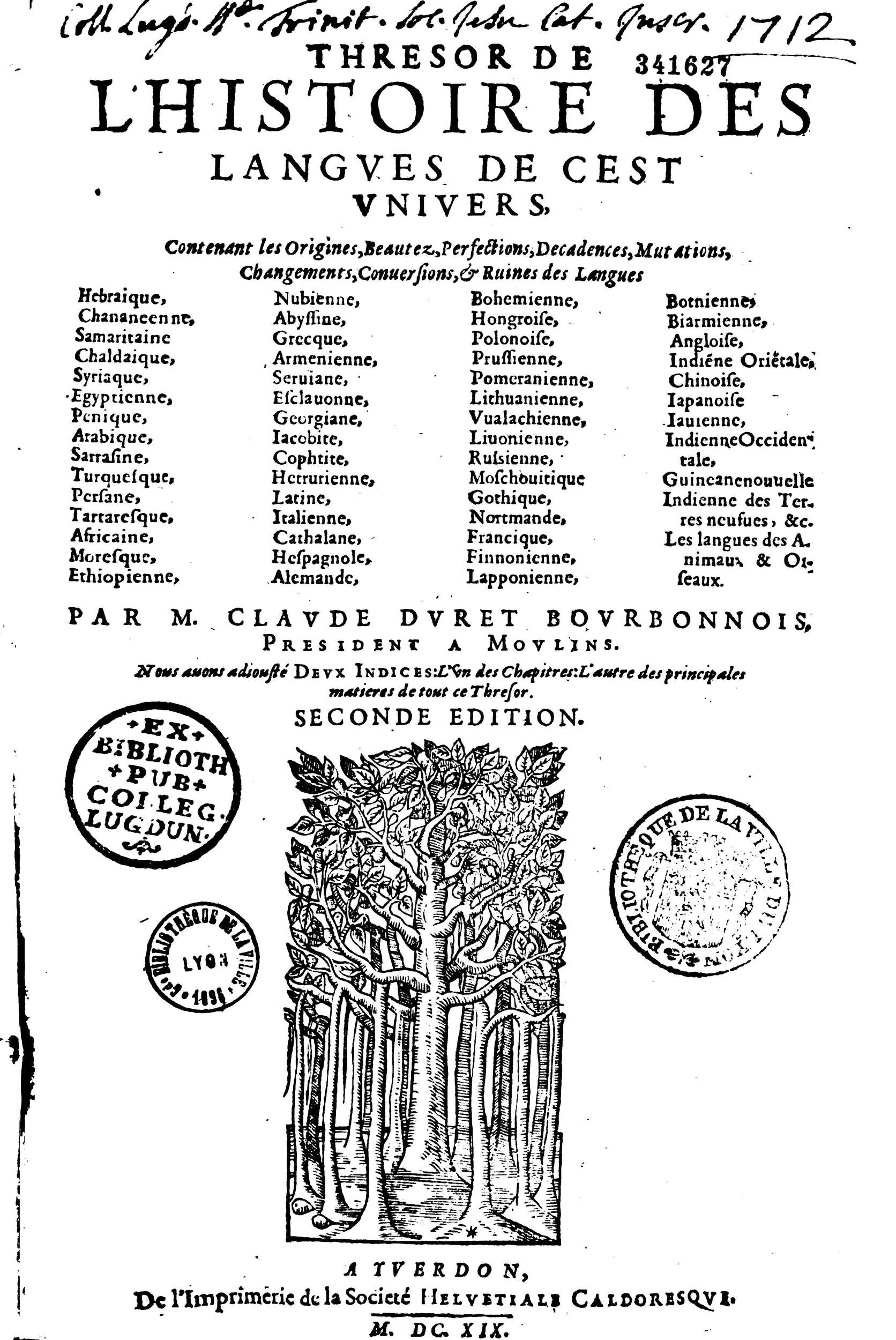 1619 - SHC - Trésor de l’histoire des langues de cet univers - BSB Munich