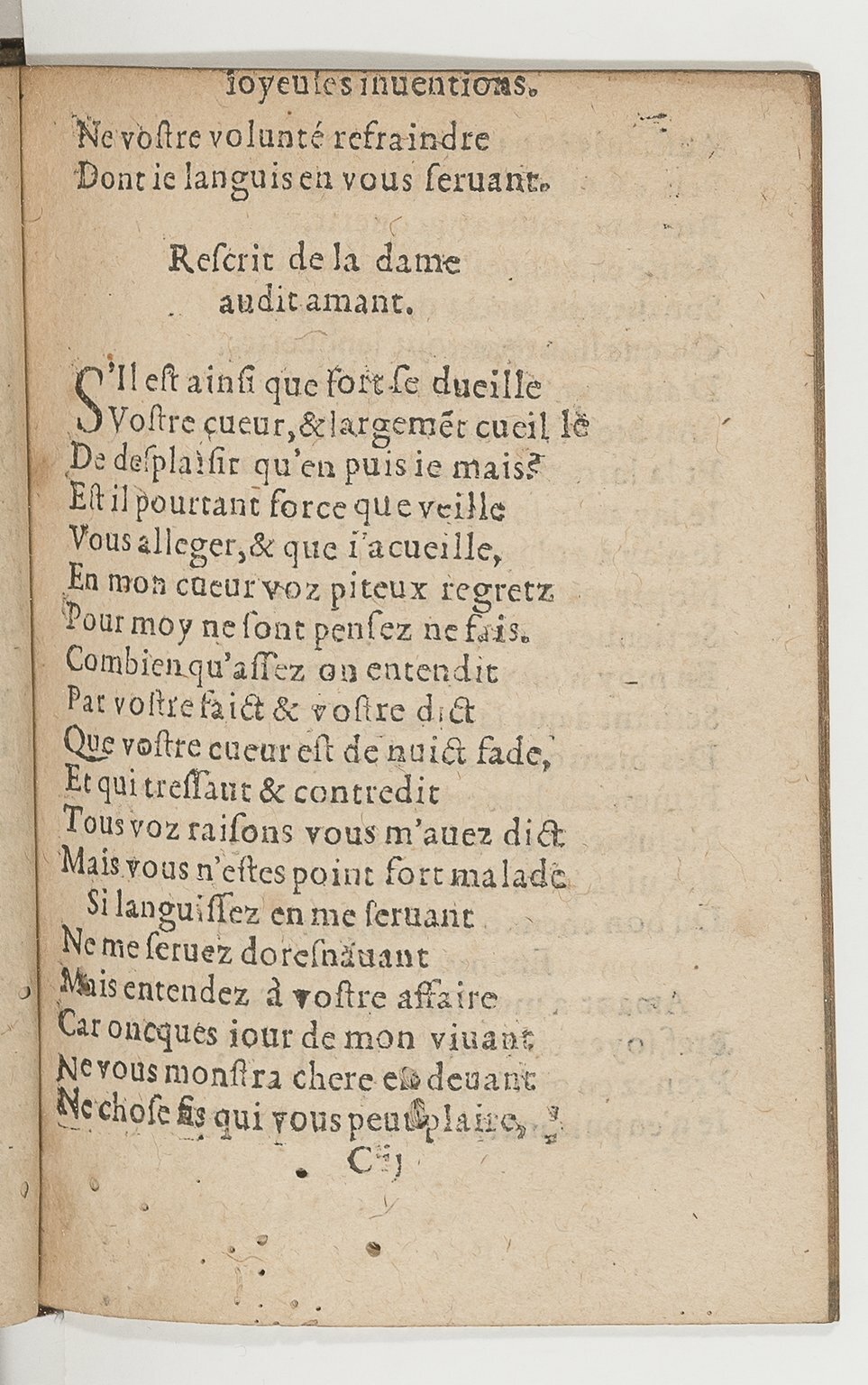 1568c. - Veuve Jean Bonfons - Trésor des joyeuses inventions du parangon de poésies - BnF Arsenal