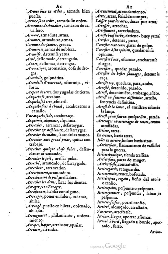 1621 - Adrian Tiffaine - Trésor des deux langues espagnole et française - BM Lyon