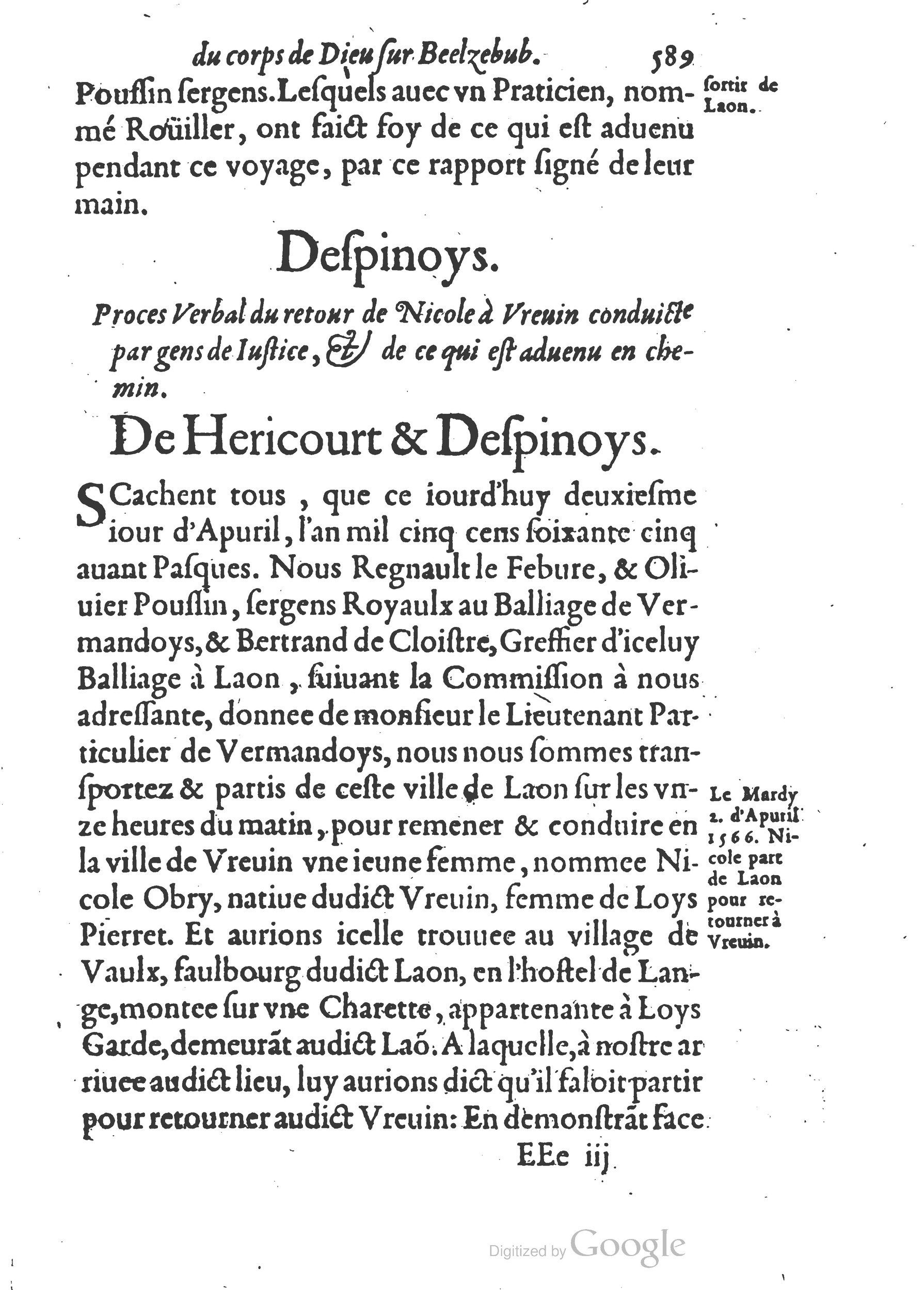 1578 - Nicolas Chesneau - Trésor et entière histoire de la triomphante victoire du corps de Dieu sur l’esprit malin - British Library
