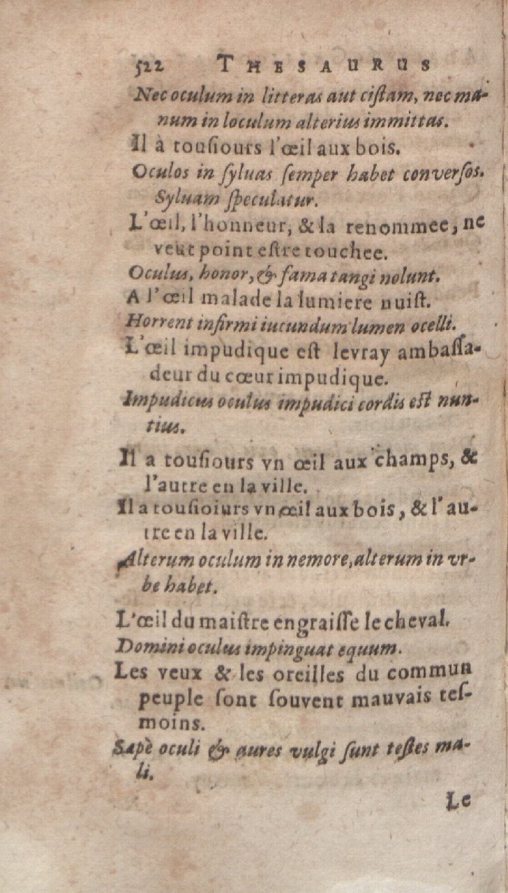 1612 - Dominicus Custos - Trésor des proverbes français  - Bibliopol-Olomuc