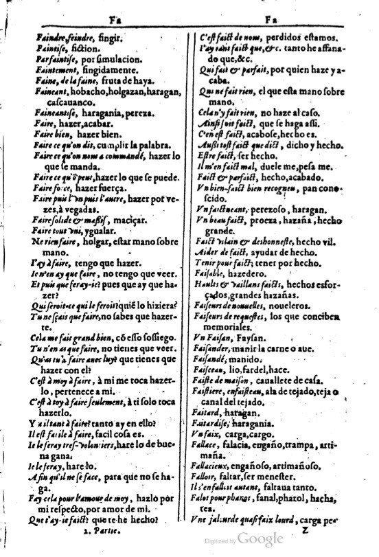 1616 - Veuve Marc Orry - Trésor des deux langues espagnole et française (Première et Seconde parties) - BM Lyon