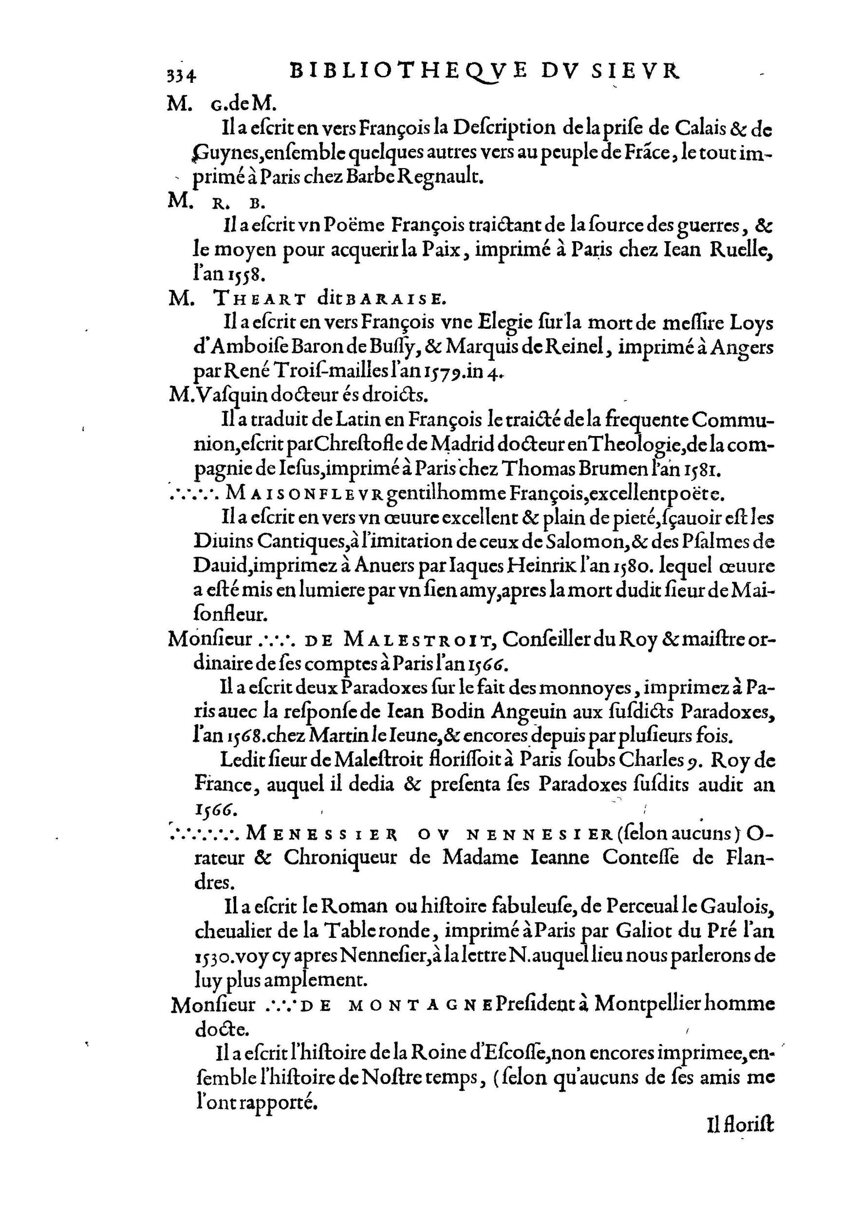 1584 - Abel L&#039;Angelier - Bibliothèques françaises - BnF