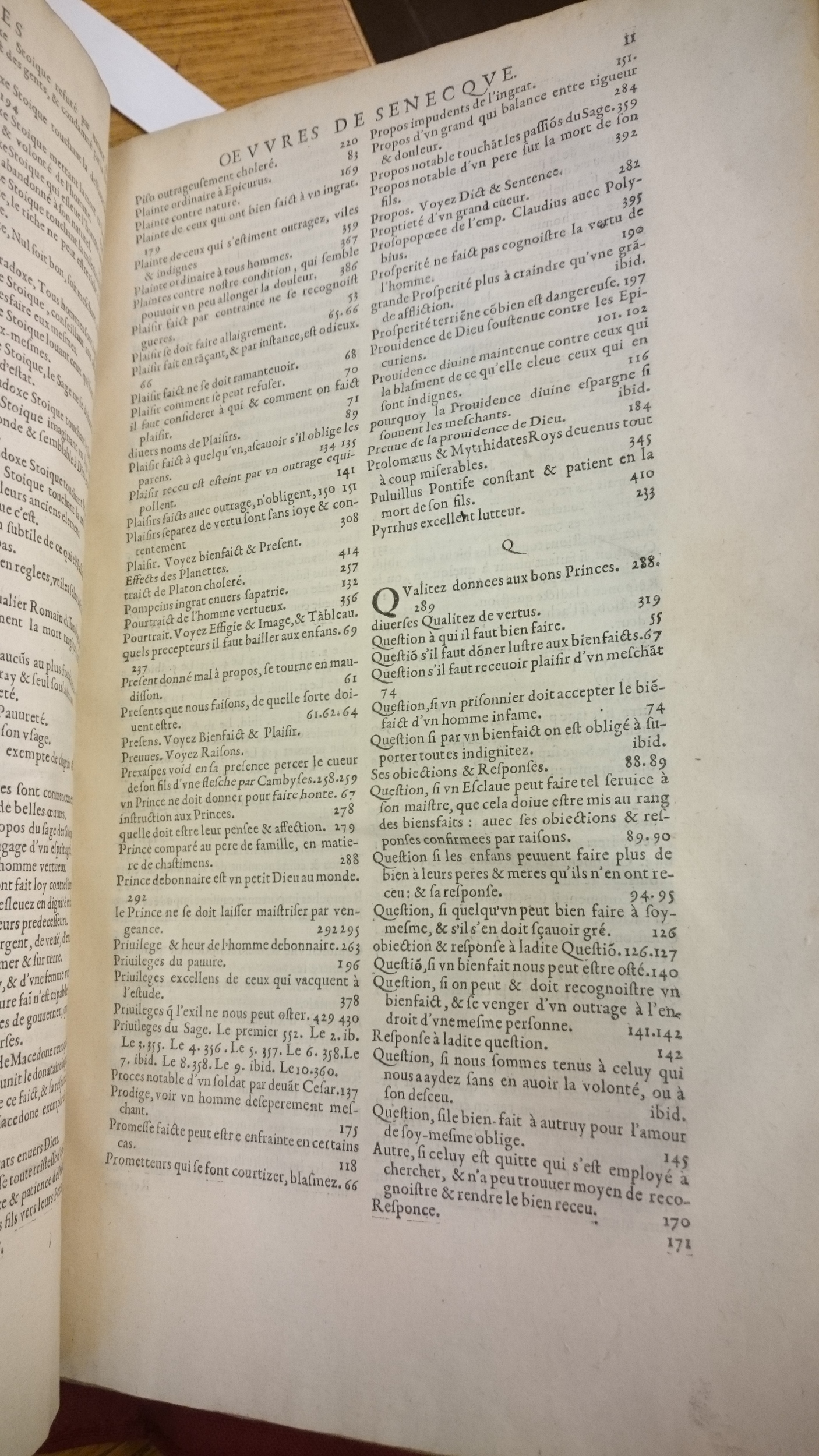 1598 - Jean Houzé - Œuvres morales et mêlées de Sénèque, Trésor de philosophie morale - BM Lyon