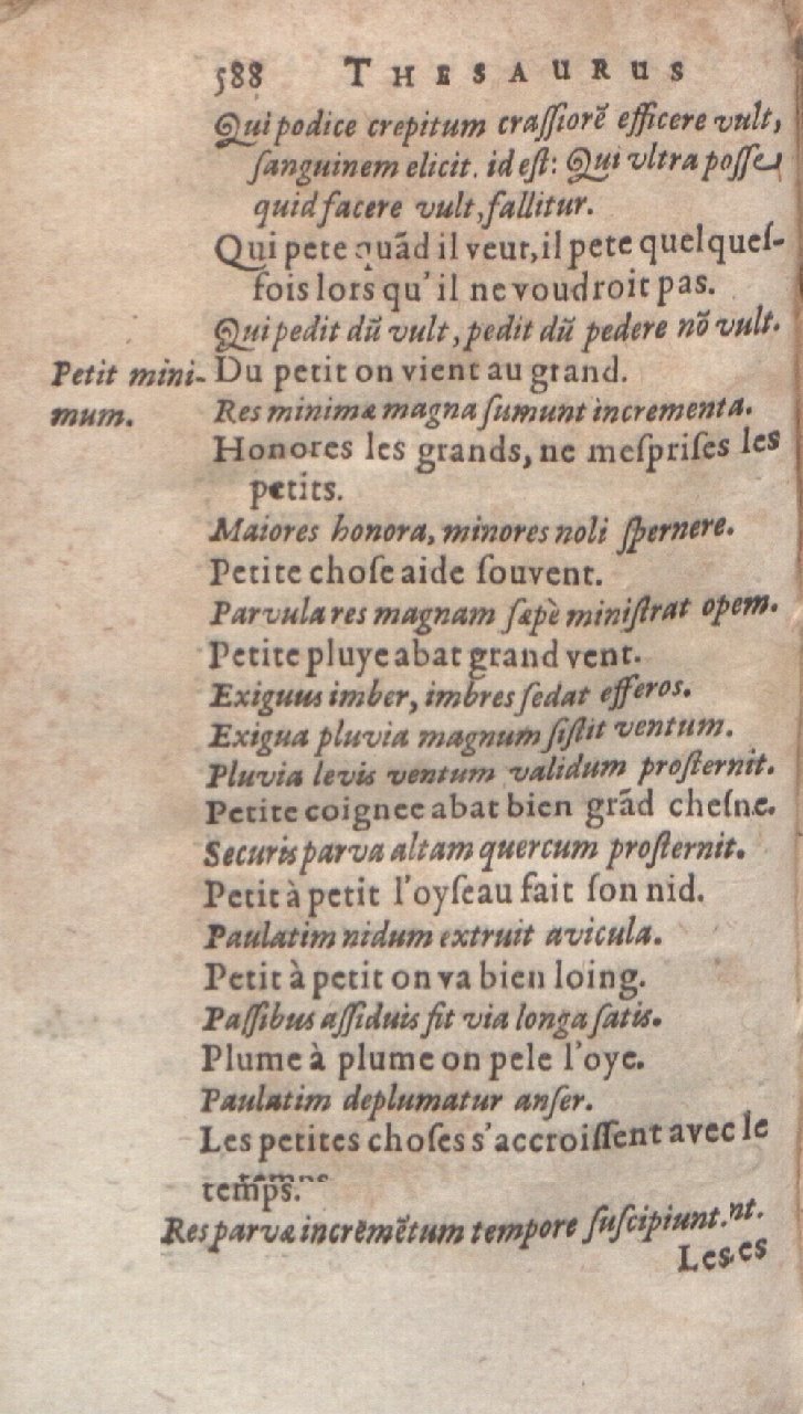 1612 - Dominicus Custos - Trésor des proverbes français  - Bibliopol-Olomuc