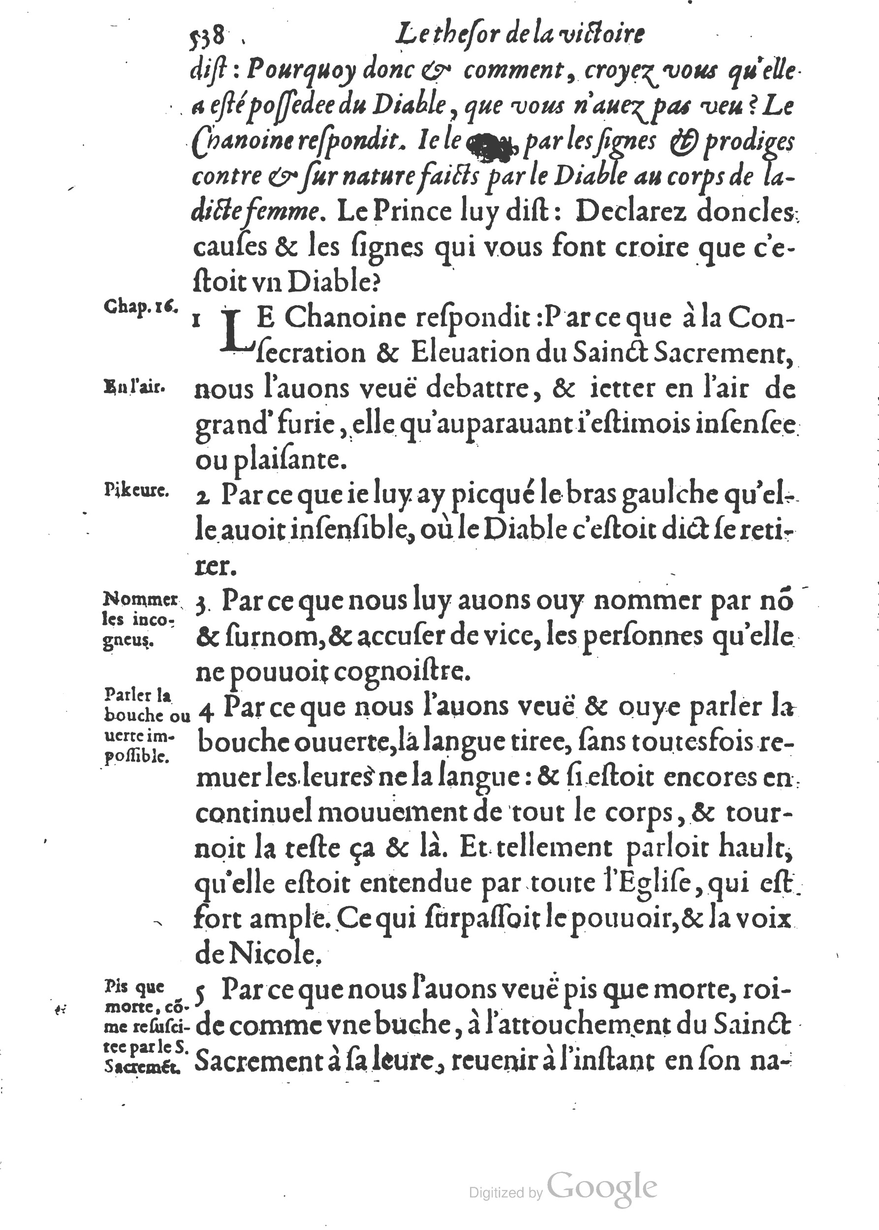 1578 - Nicolas Chesneau - Trésor et entière histoire de la triomphante victoire du corps de Dieu sur l’esprit malin - British Library