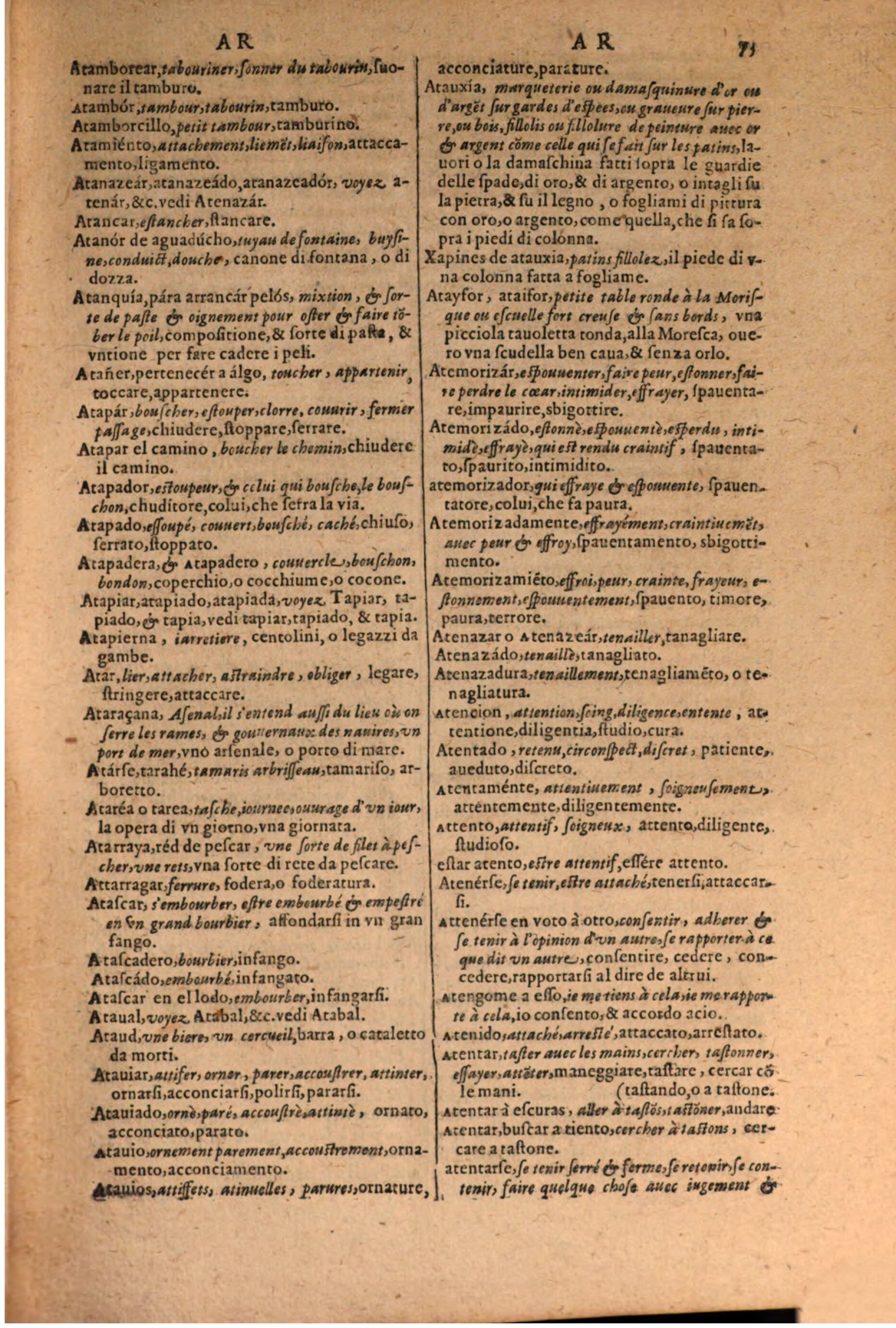 1606 - Samuel Crespin - Thresor des trois langues, francoise, italiene et espagnolle - BSB Munich