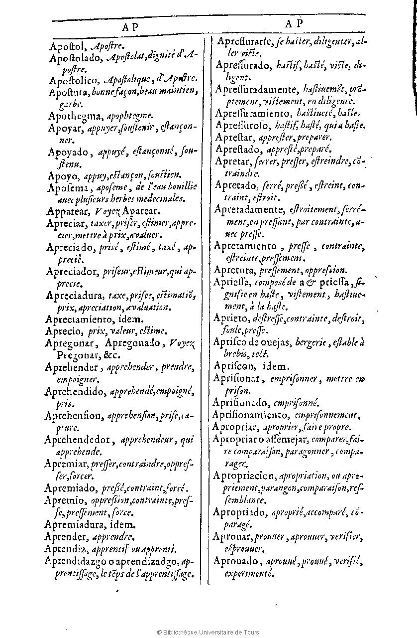 1607 - Marc Orry - Trésor des deux langues espagnole et française (Première et Seconde parties) - BU Tours