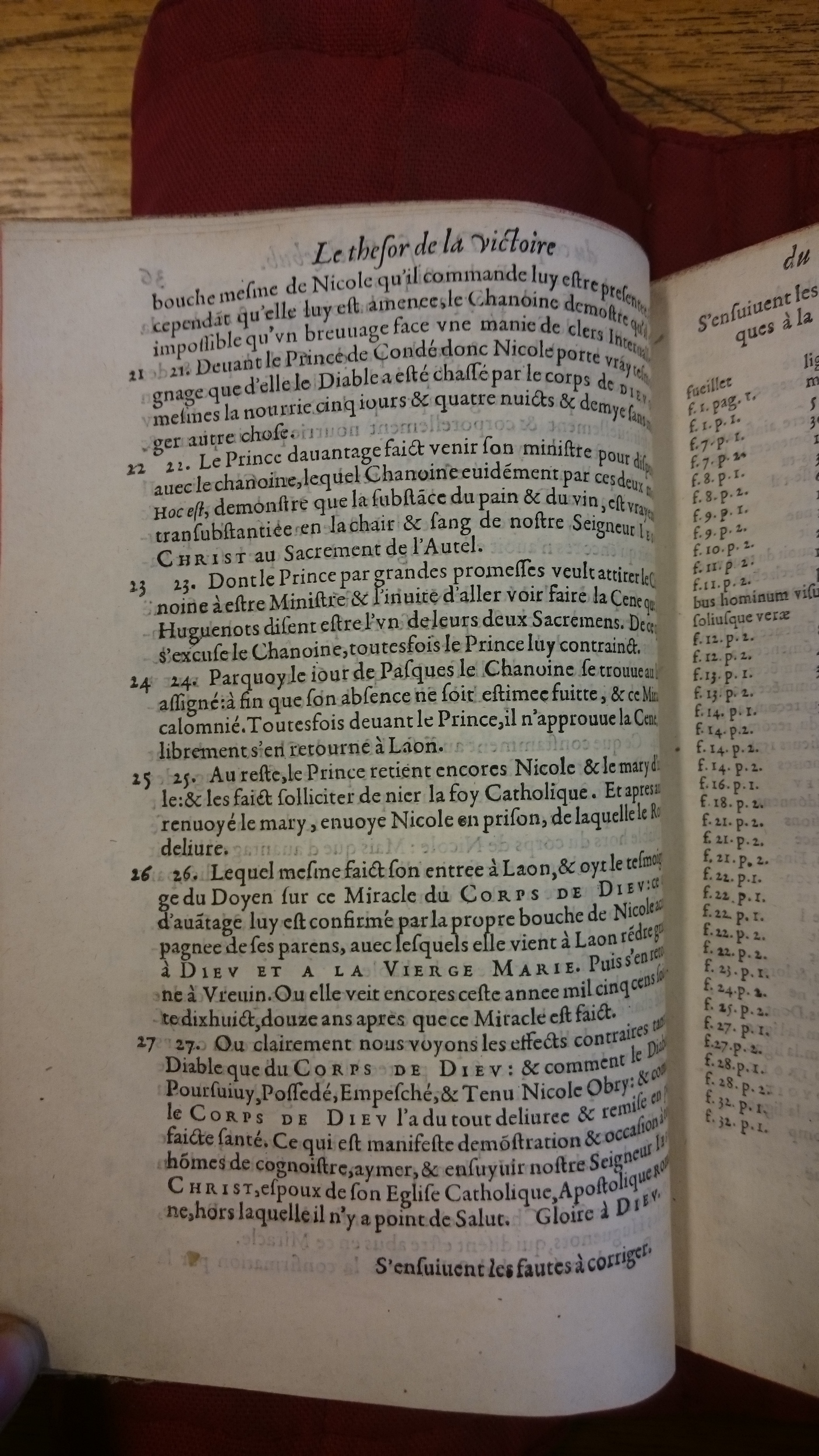 1578 - Nicolas Chesneau - Trésor et entière histoire de la triomphante victoire du corps de Dieu sur l’esprit malin - BM Lyon