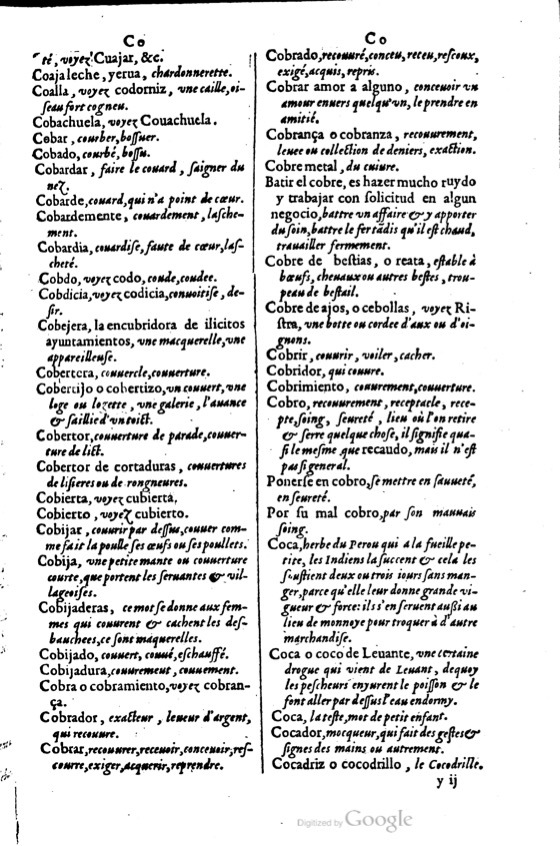 1621 - Adrian Tiffaine - Trésor des deux langues espagnole et française - BM Lyon
