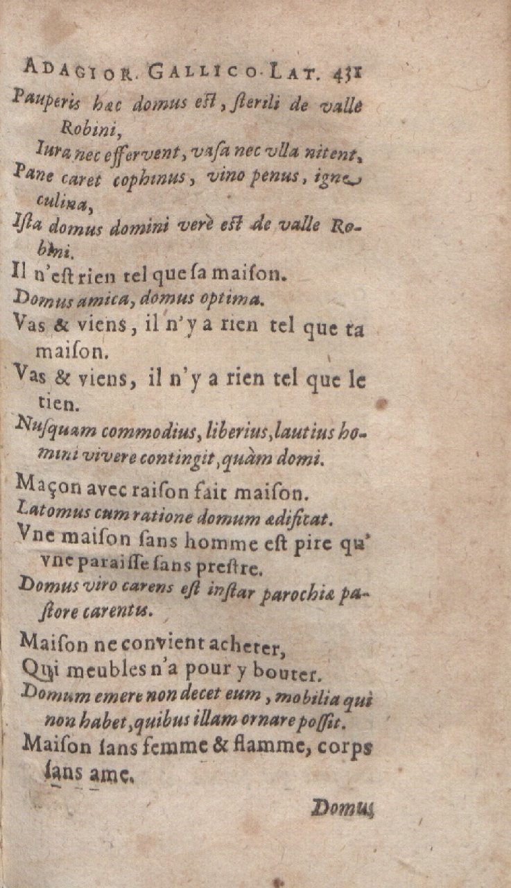 1612 - Dominicus Custos - Trésor des proverbes français  - Bibliopol-Olomuc
