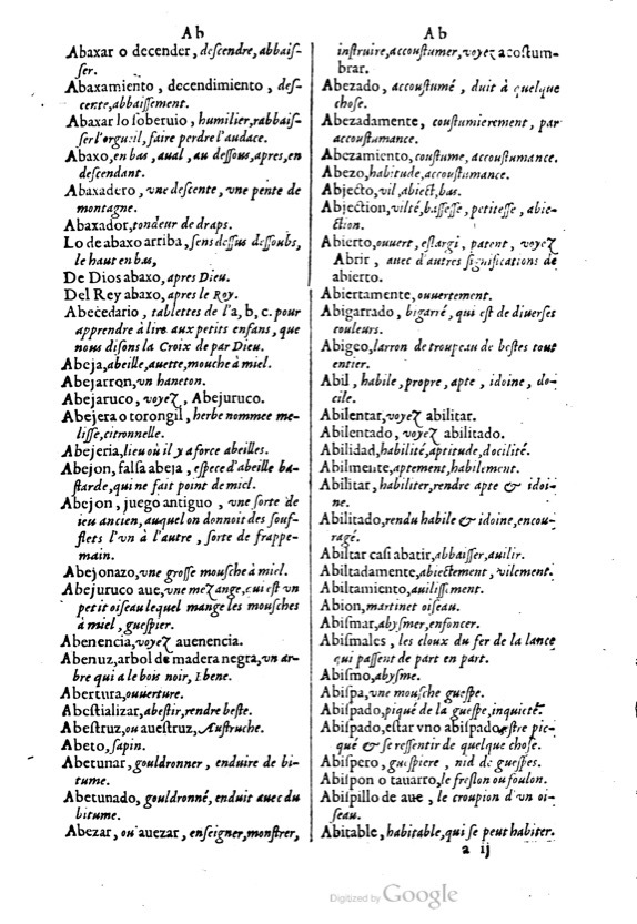 1621 - Adrian Tiffaine - Trésor des deux langues espagnole et française - BM Lyon