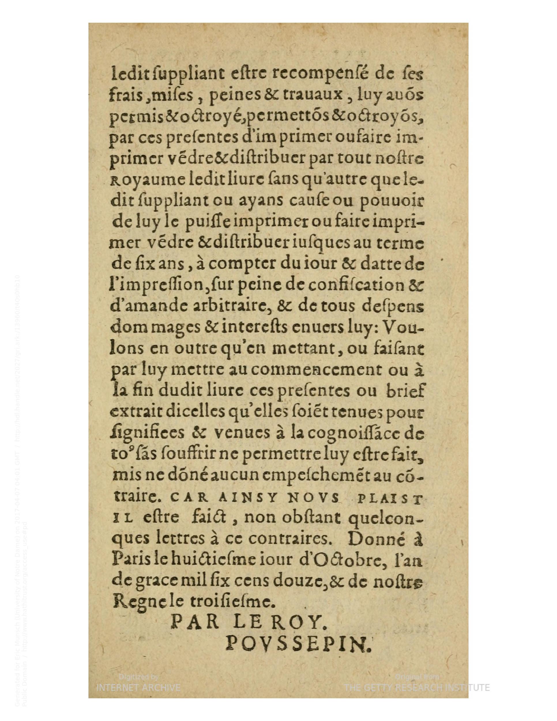 1612 - Charles Sevestre - Toison d’or ou la fleur des trésors - Getty Research Institute
