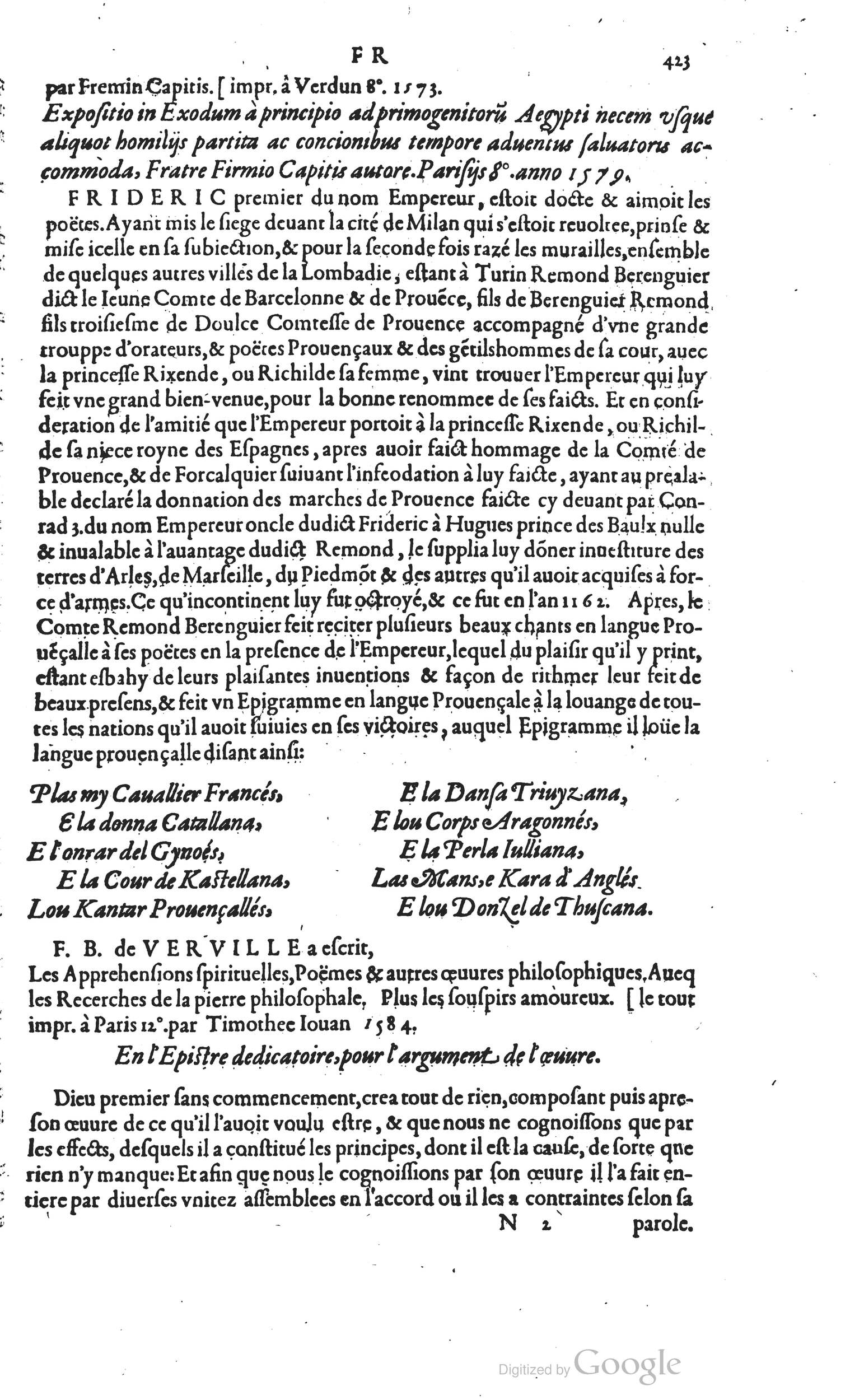 1585 - Barthélemy Honorat - Bibliothèques françaises - BSB Munich