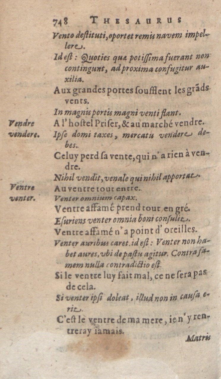 1612 - Dominicus Custos - Trésor des proverbes français  - Bibliopol-Olomuc