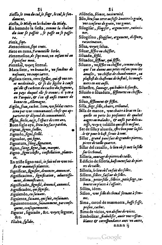 1621 - Adrian Tiffaine - Trésor des deux langues espagnole et française - BM Lyon